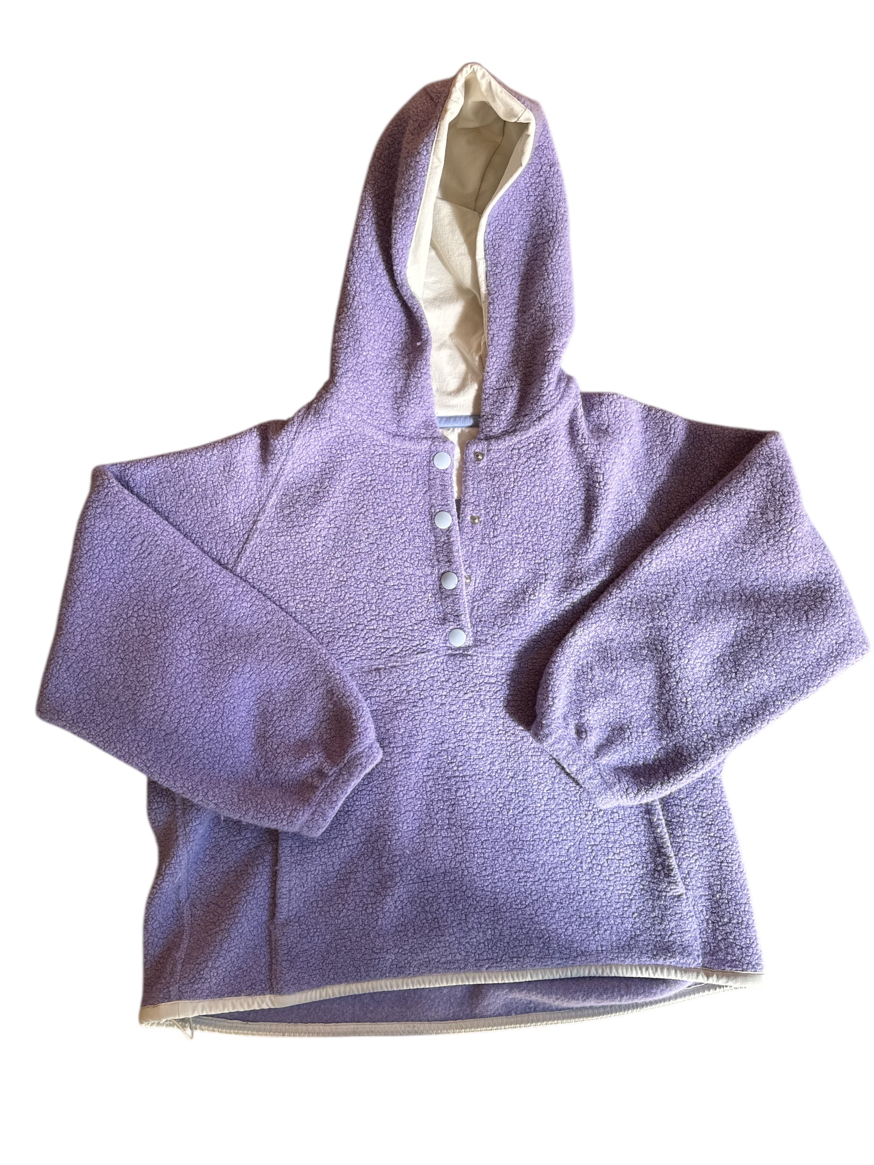 purple outdoor voices sherpa pullover, xl