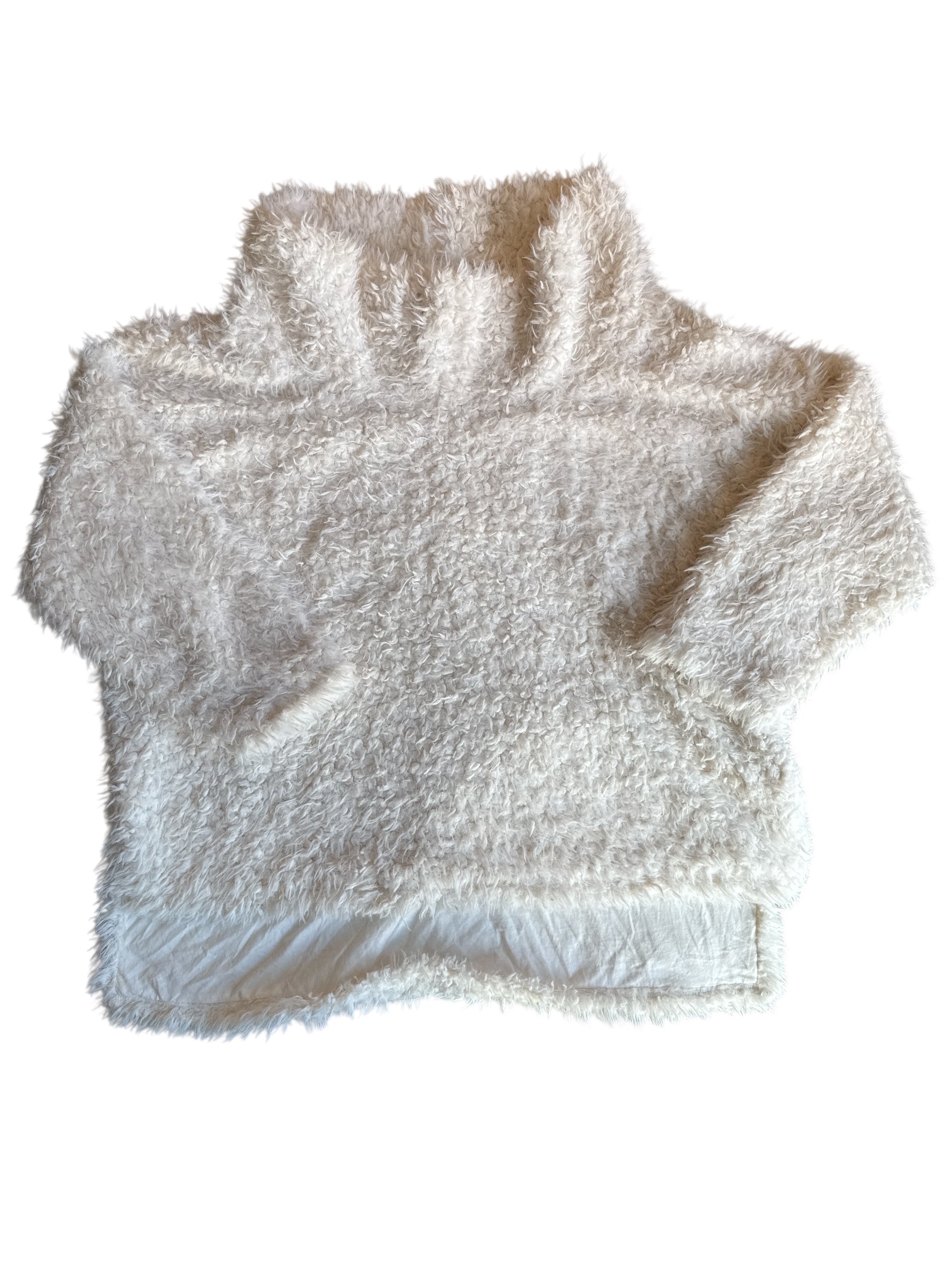 white saturday sunday fuzzy sweater, m