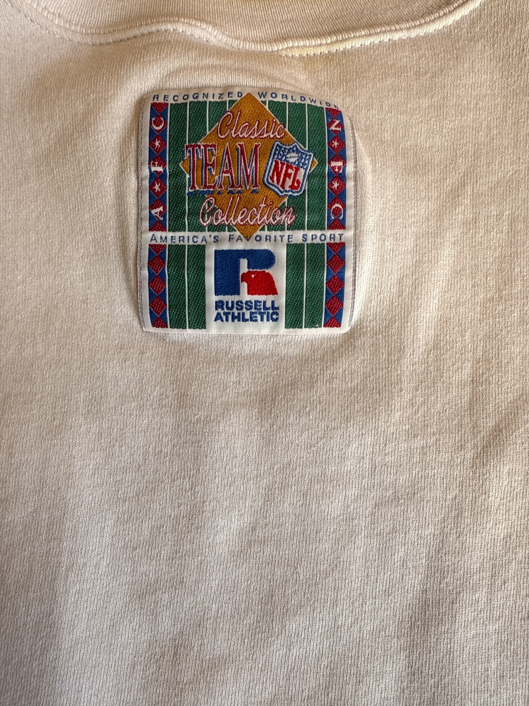 white russell athletics miami dolphins crew, L