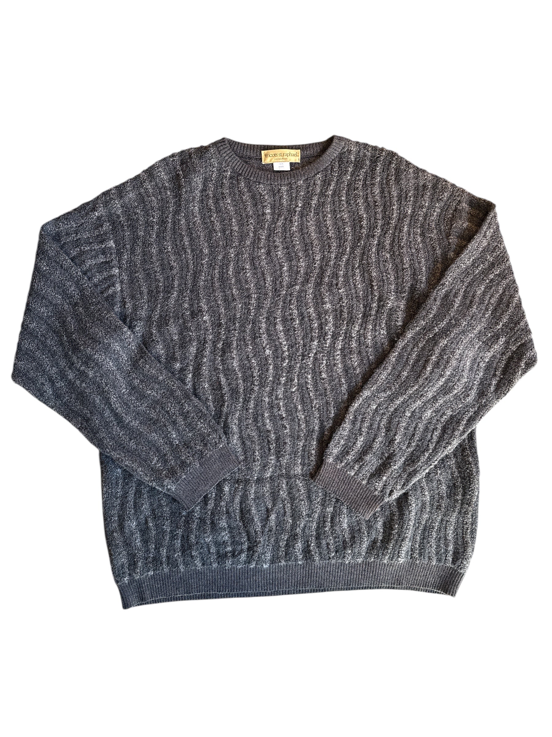 Brown Tricots st Raphael Vtg wool wavy sweater, L
