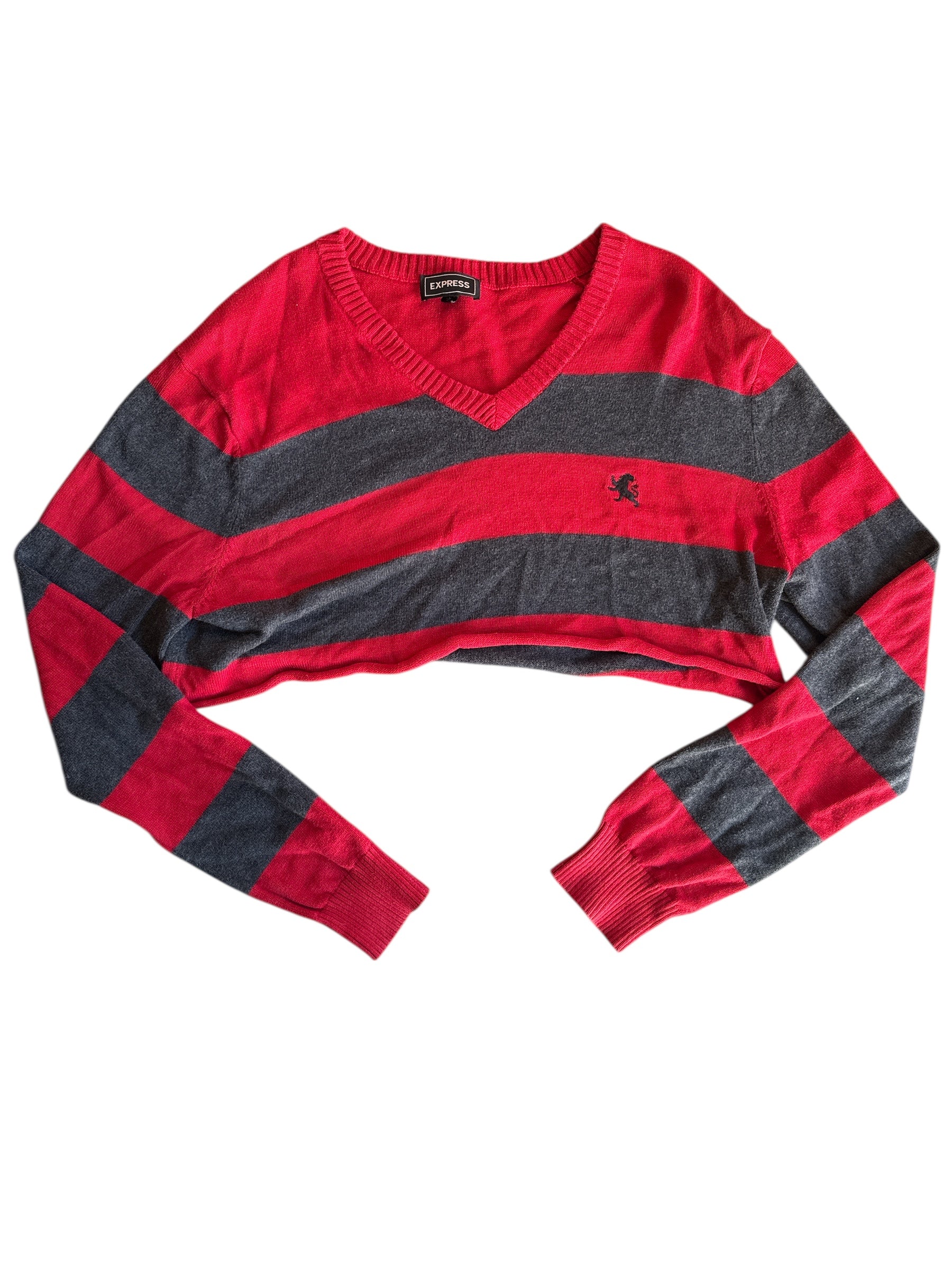 red express cropped stripe ls sweater, M