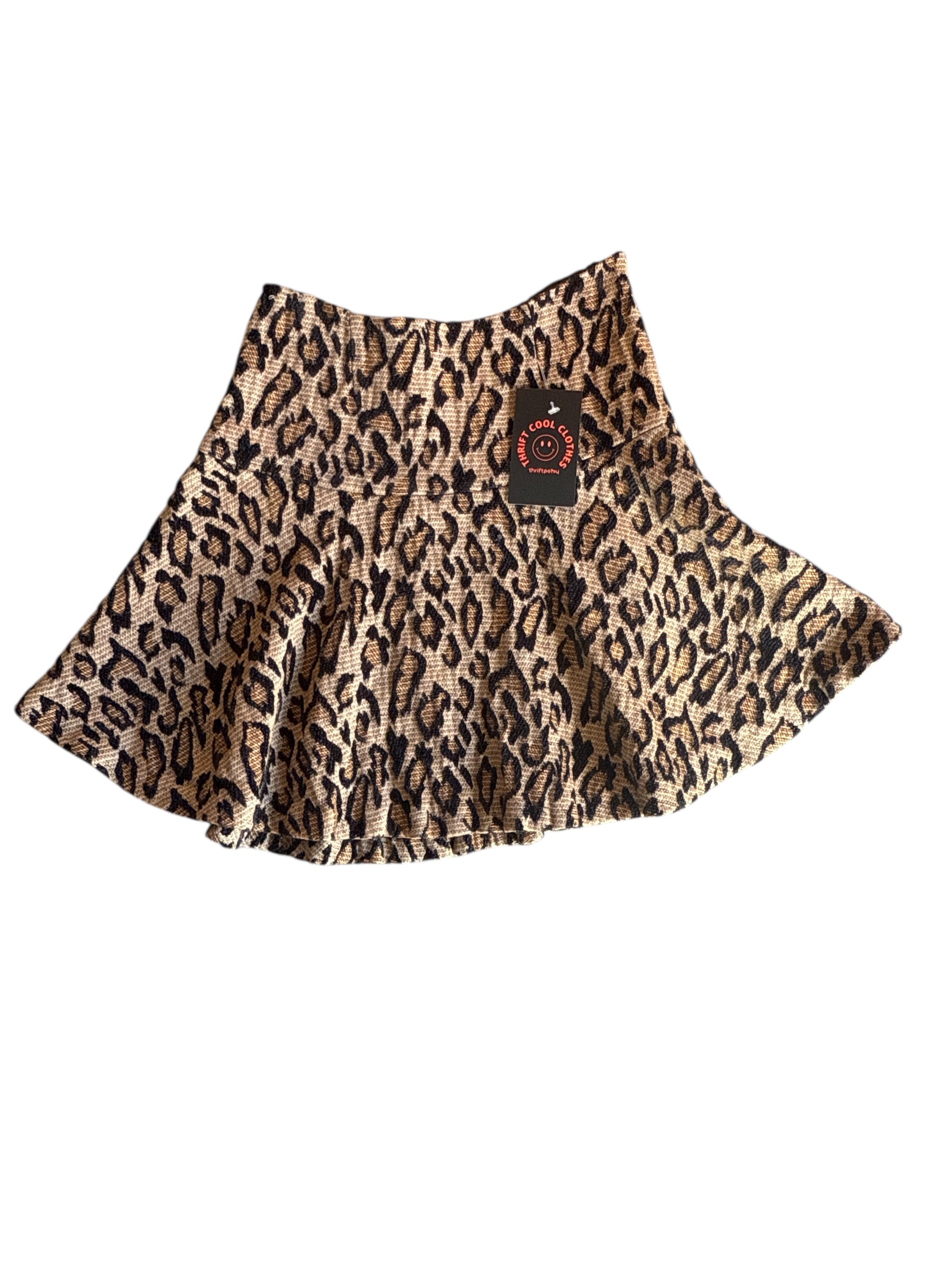 brown black free people leopard skater skirt, 2