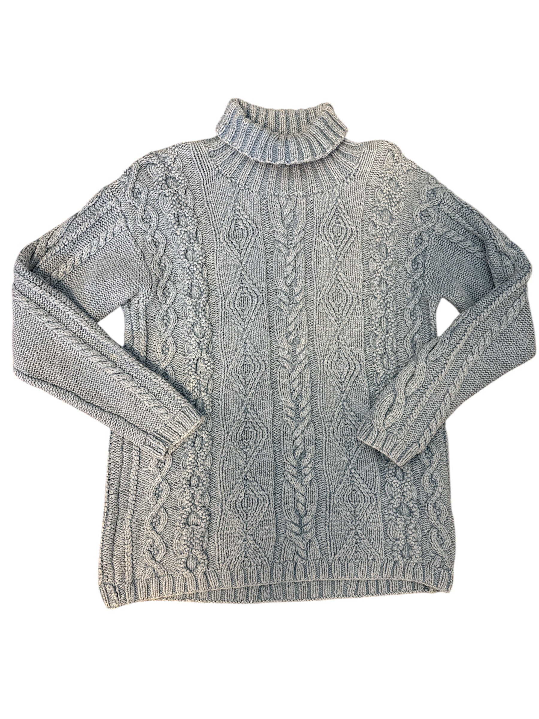 Baby blue liz claiborne Cable knit turtleneck sweater, S/m