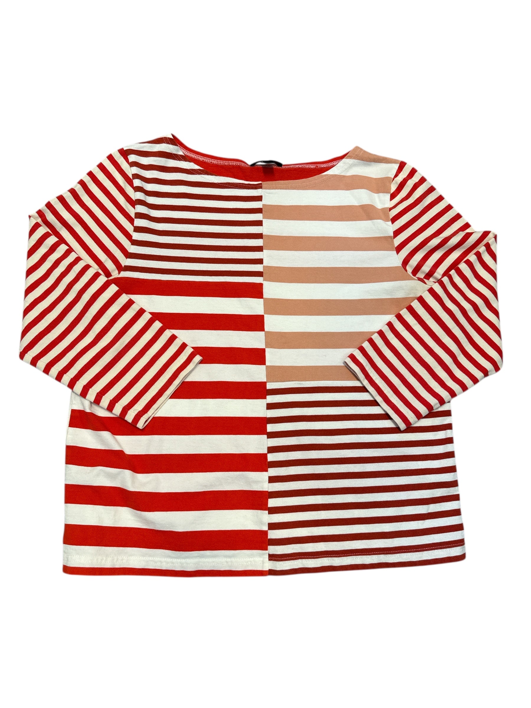 red white j crew colorblock stripe top, L