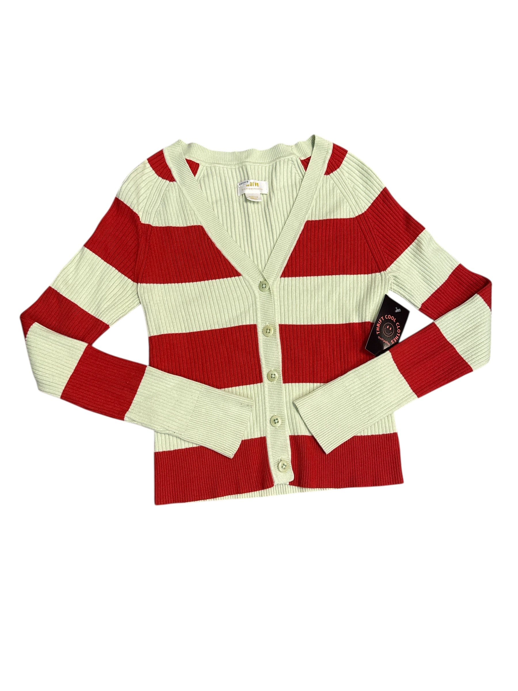green red maeve striped ls cardigan, m