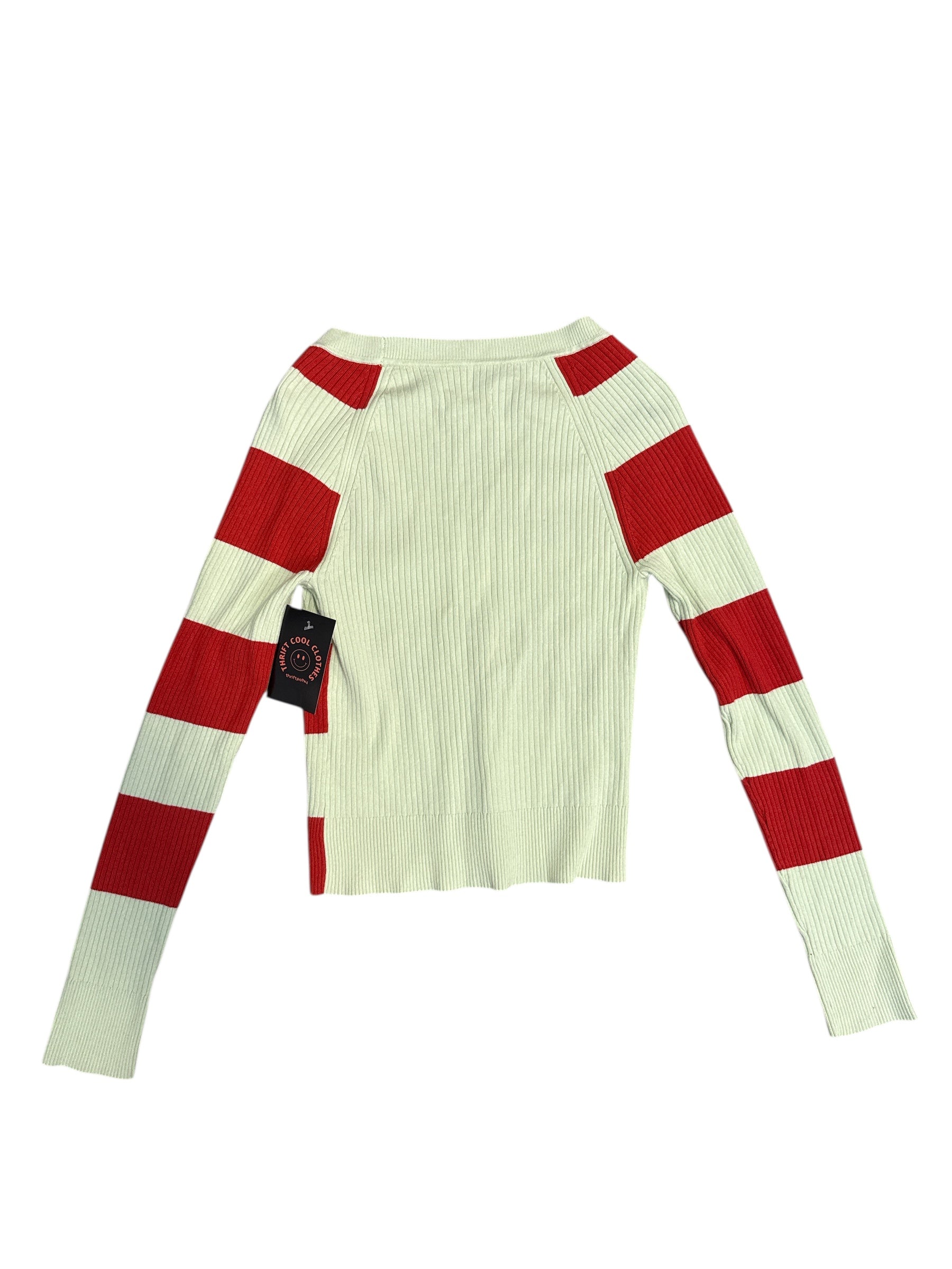 green red maeve striped ls cardigan, m