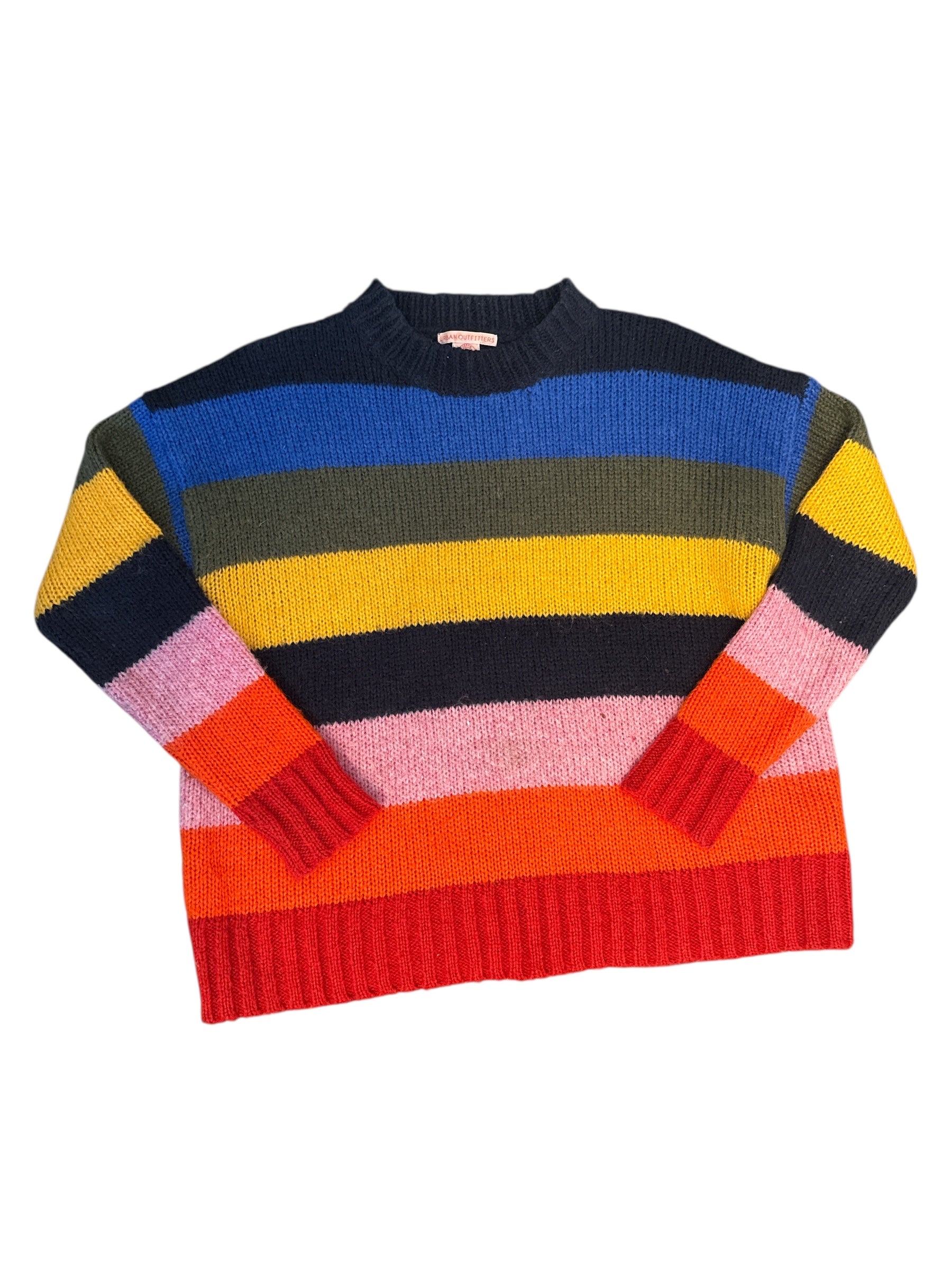 blue yellow urban outfitters stripe sweater, s