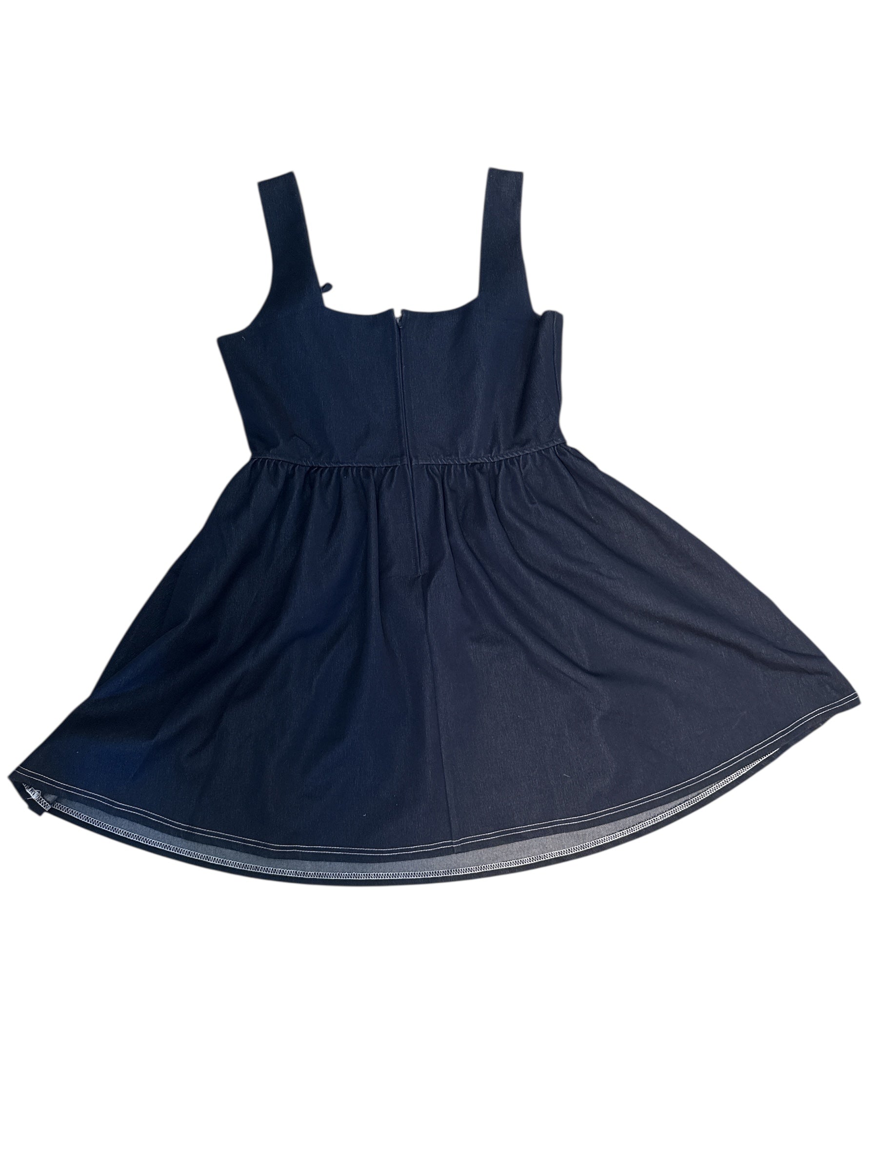navy blue miami drop waist square neck dress, L