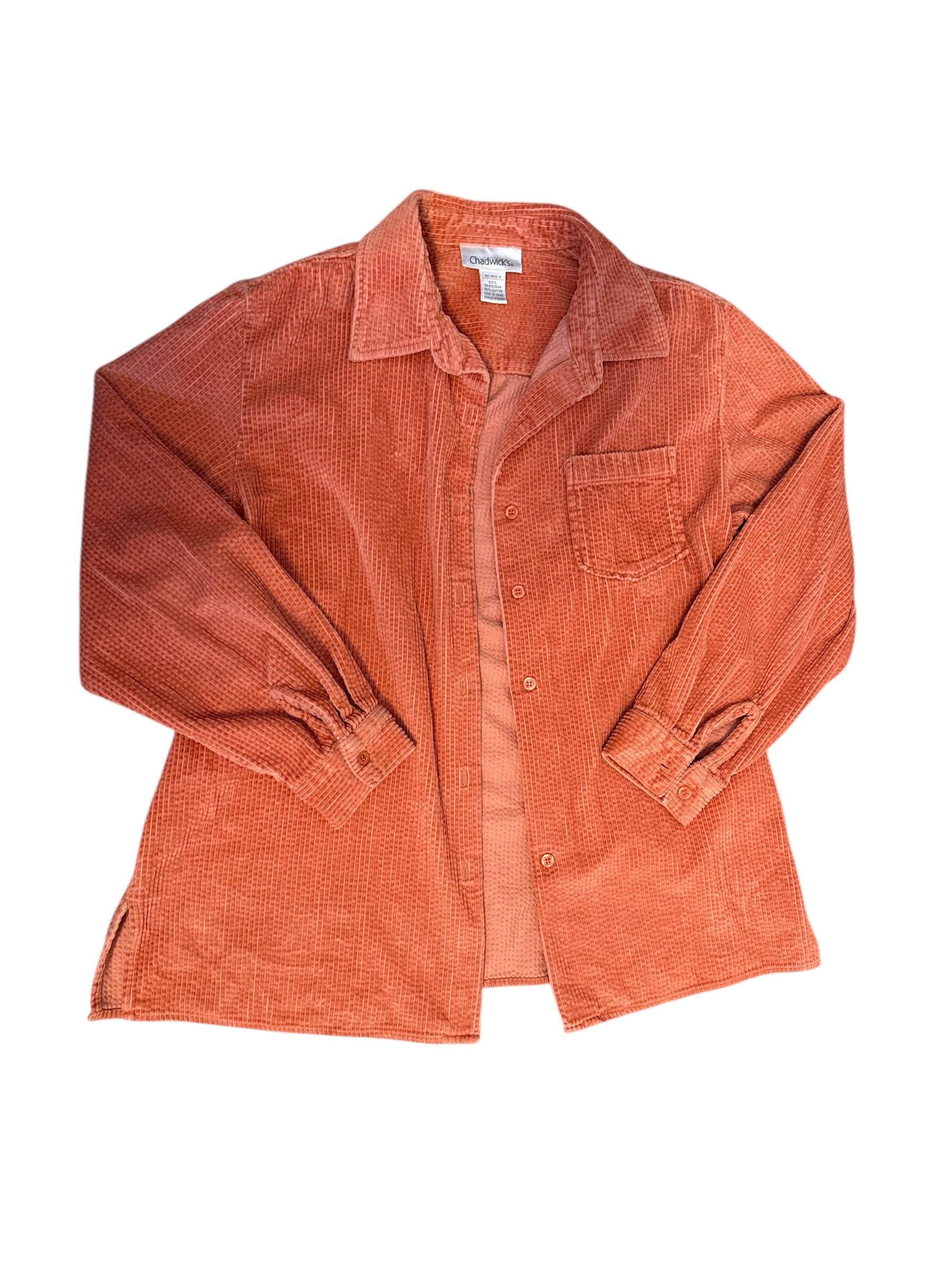 orange chadwicks cord button down, L