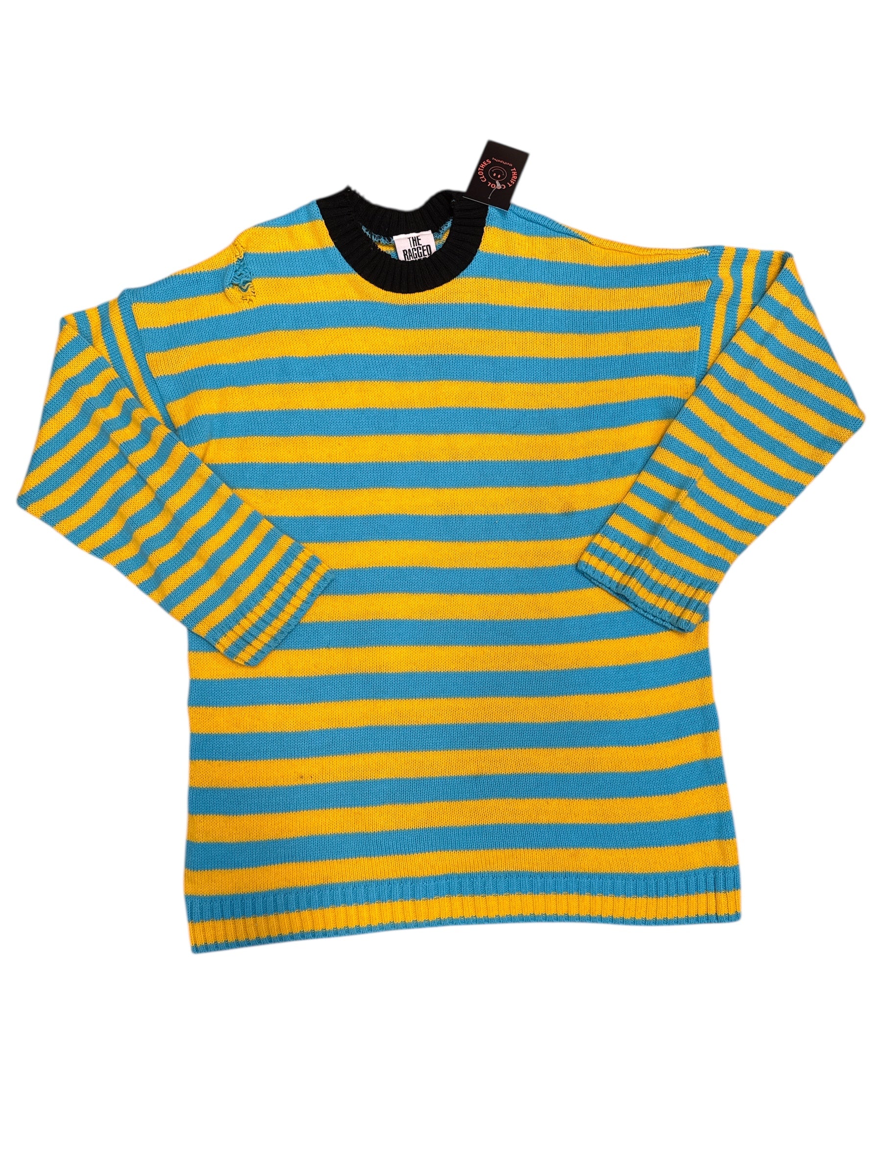 blue yellow The ragged priest striped sweater dress, s