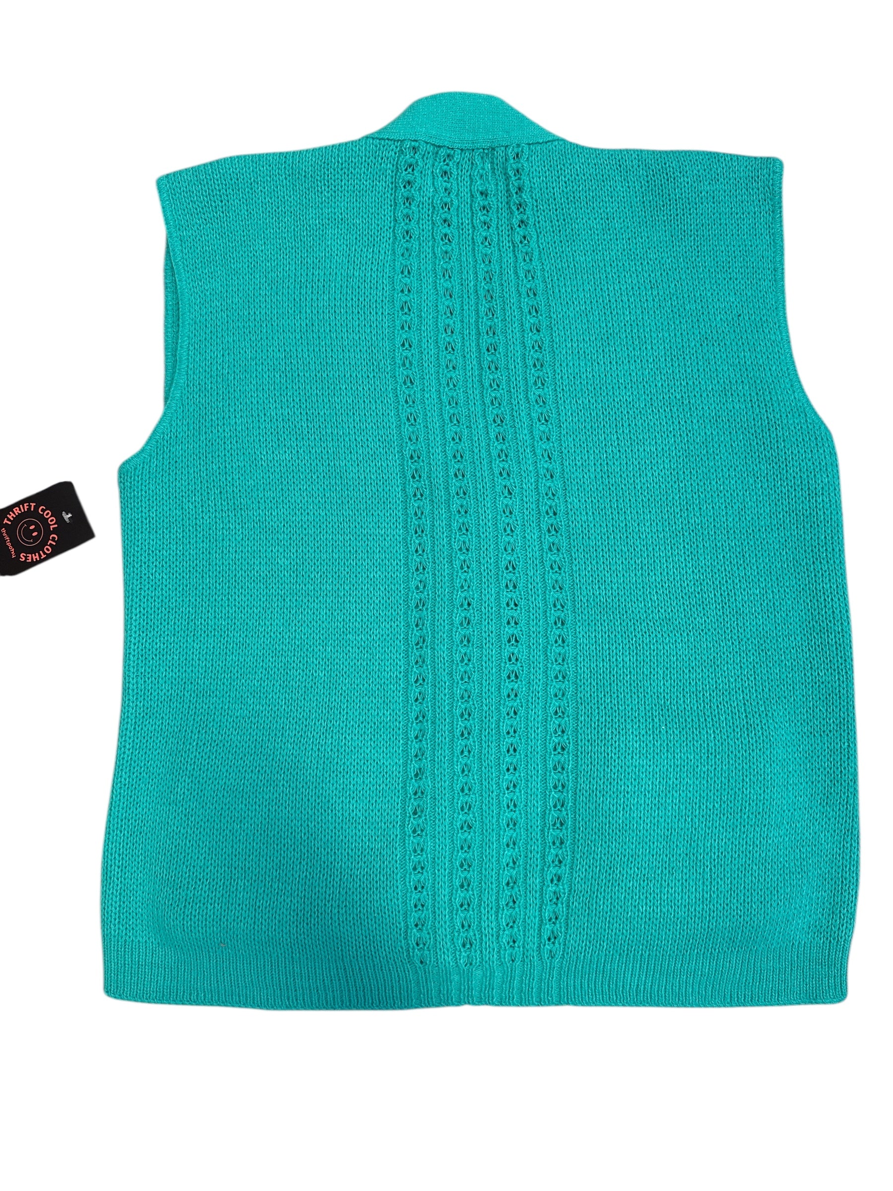 teal college point vtg knit vest