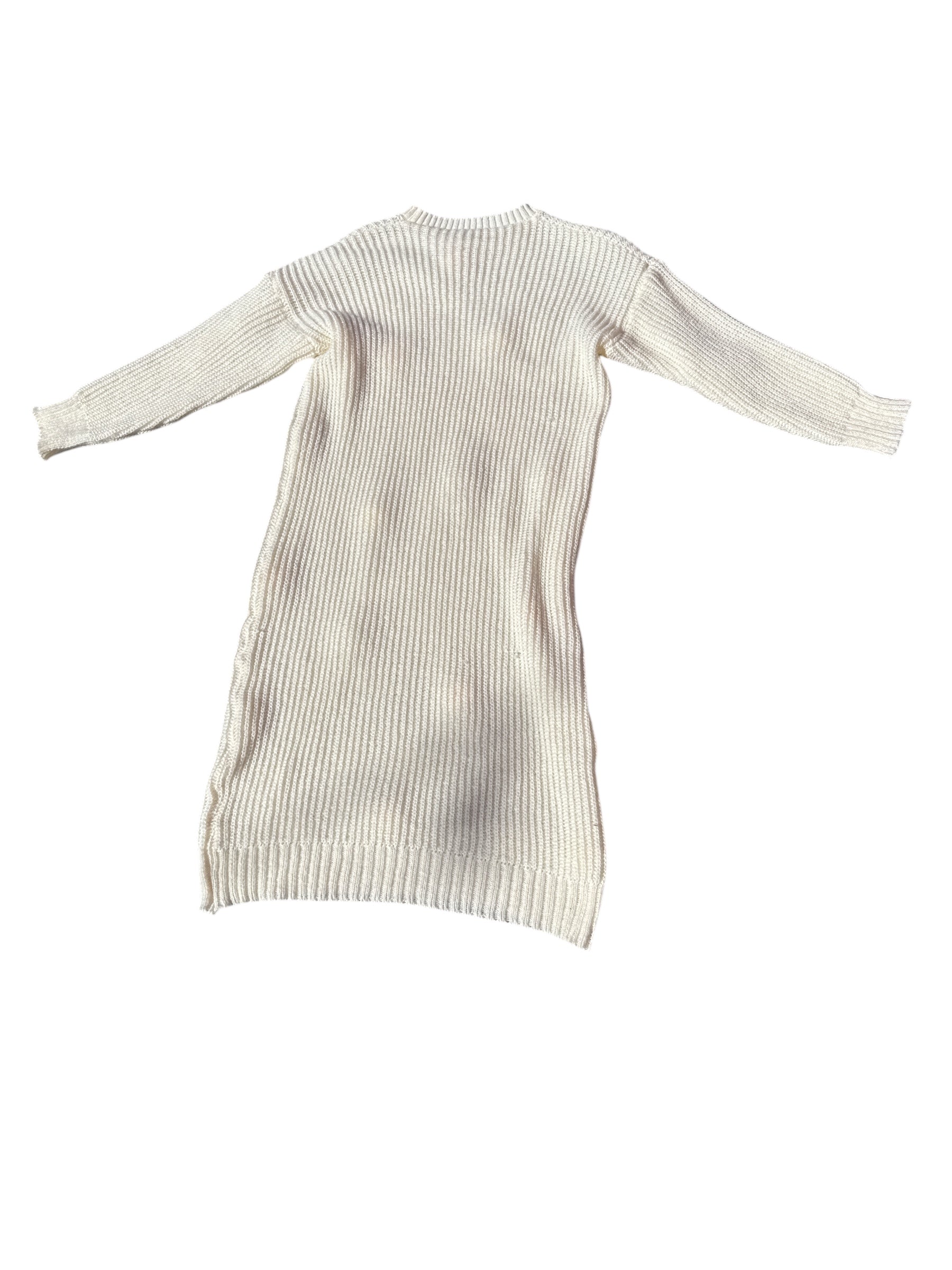 cream  sweater dress w/ flowers, L