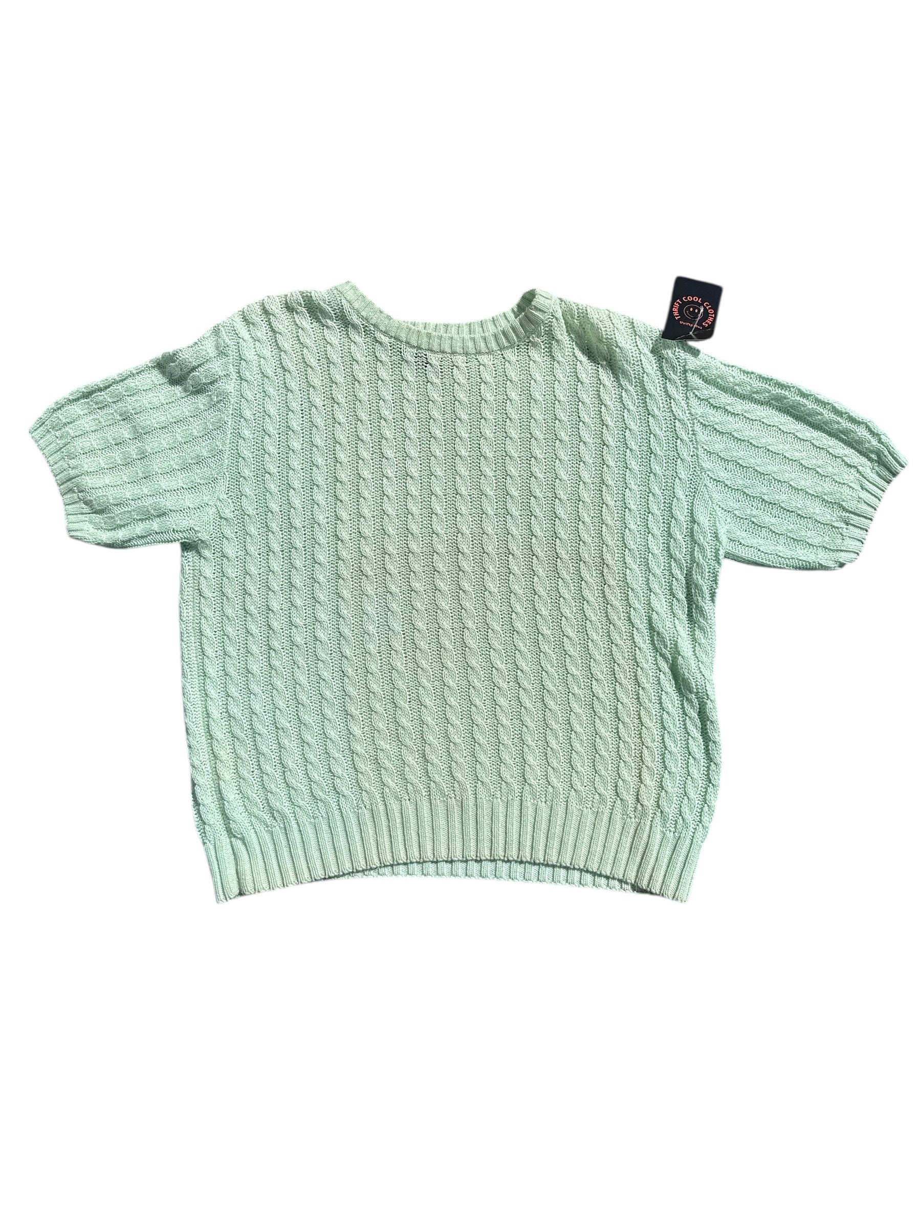 green charter club knit ss sweater top, L