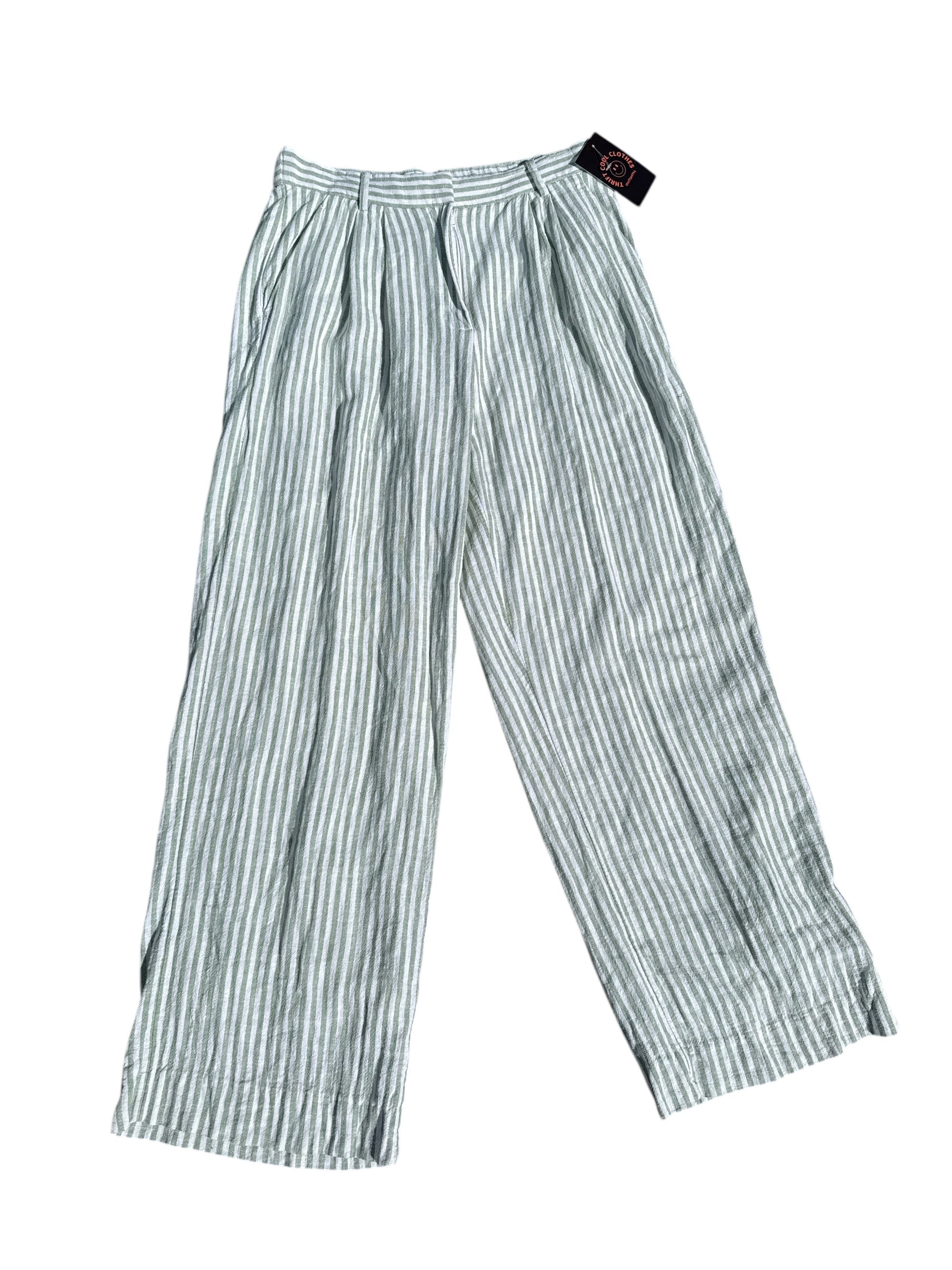 green white abercrombie striped linen pants, 28
