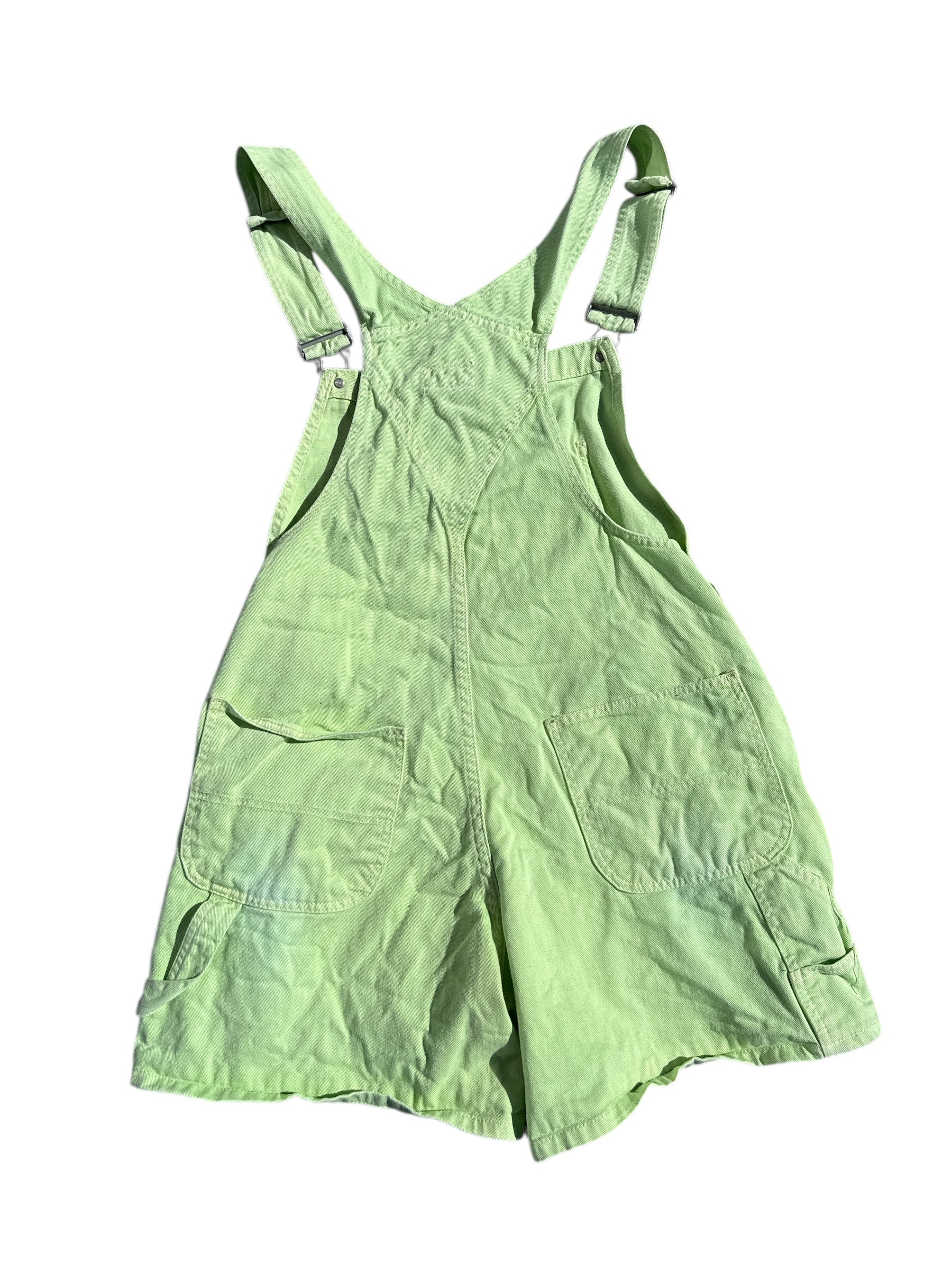 green arizona overall shorts, L