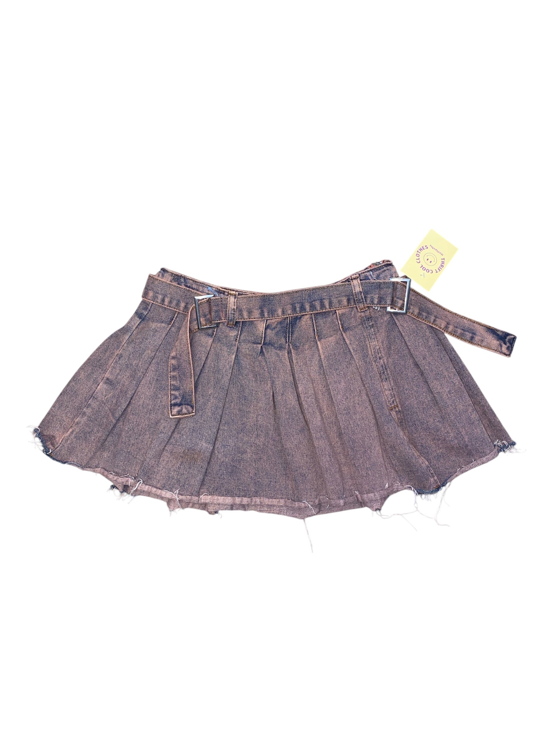 Pink fasHion nova Distressed denim pleated mini, M