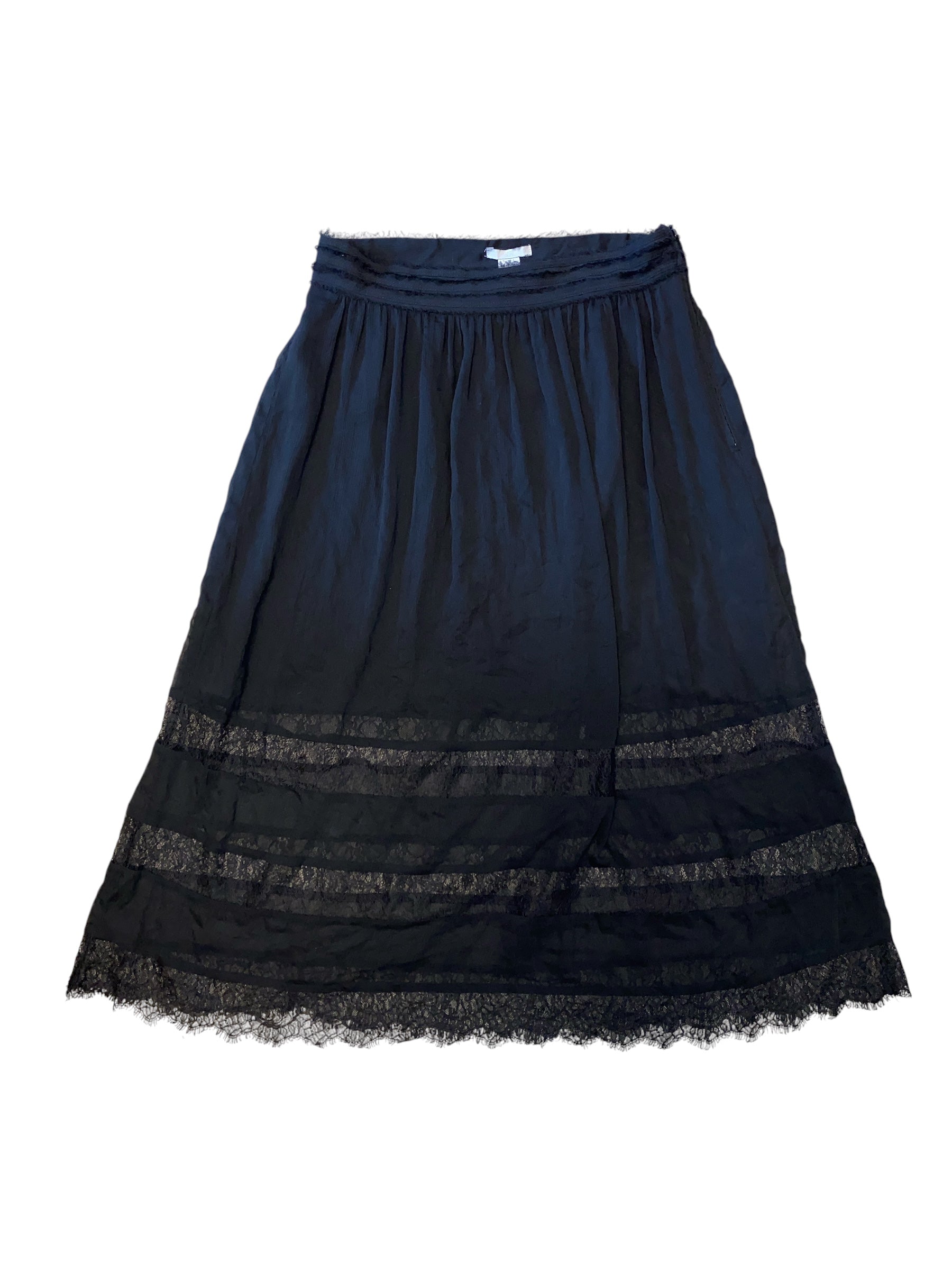 Black HM Sheer overlay skirt w lace bottom, 12