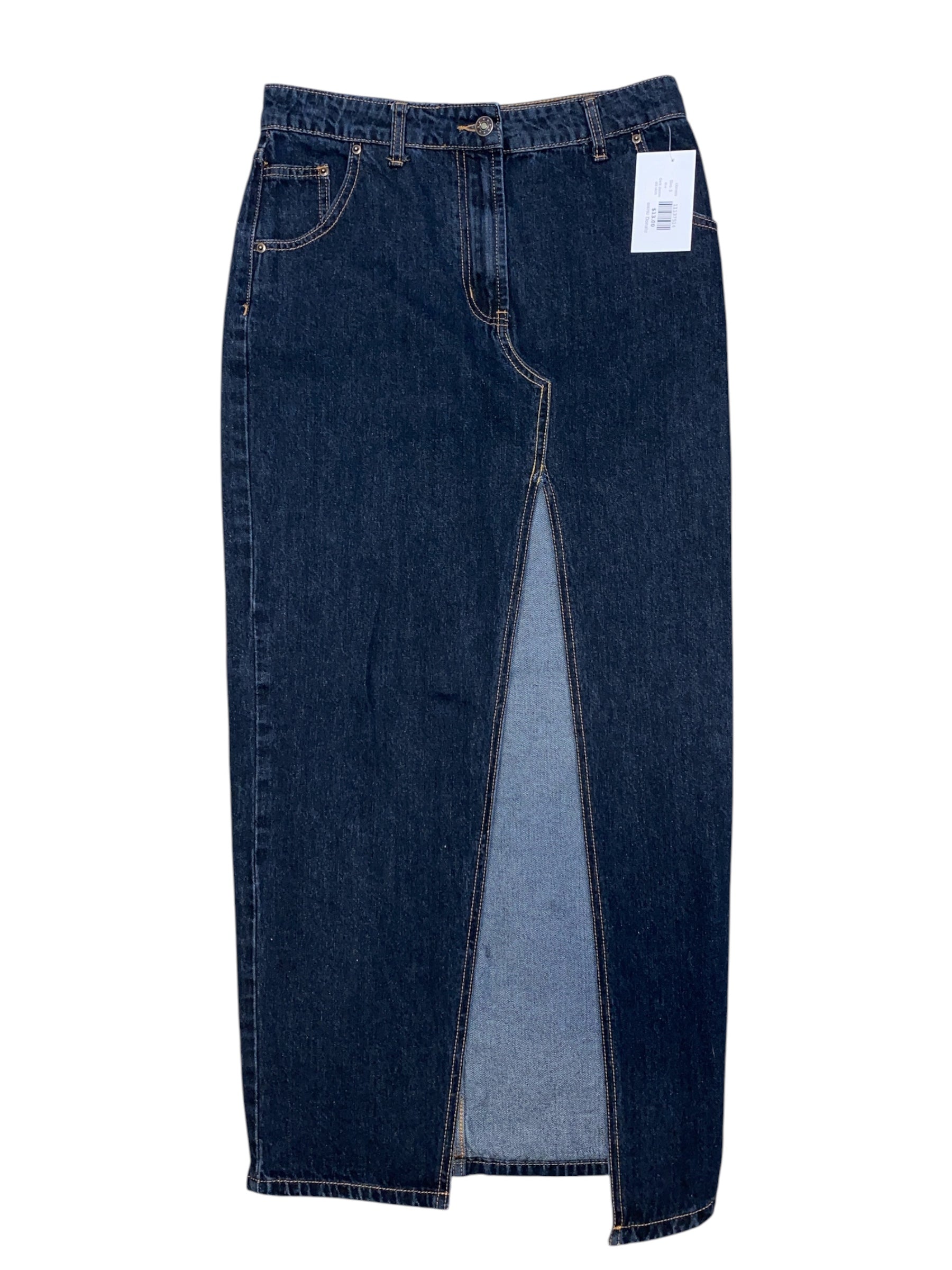 Blue Lioness Dark denim slit skirt, S