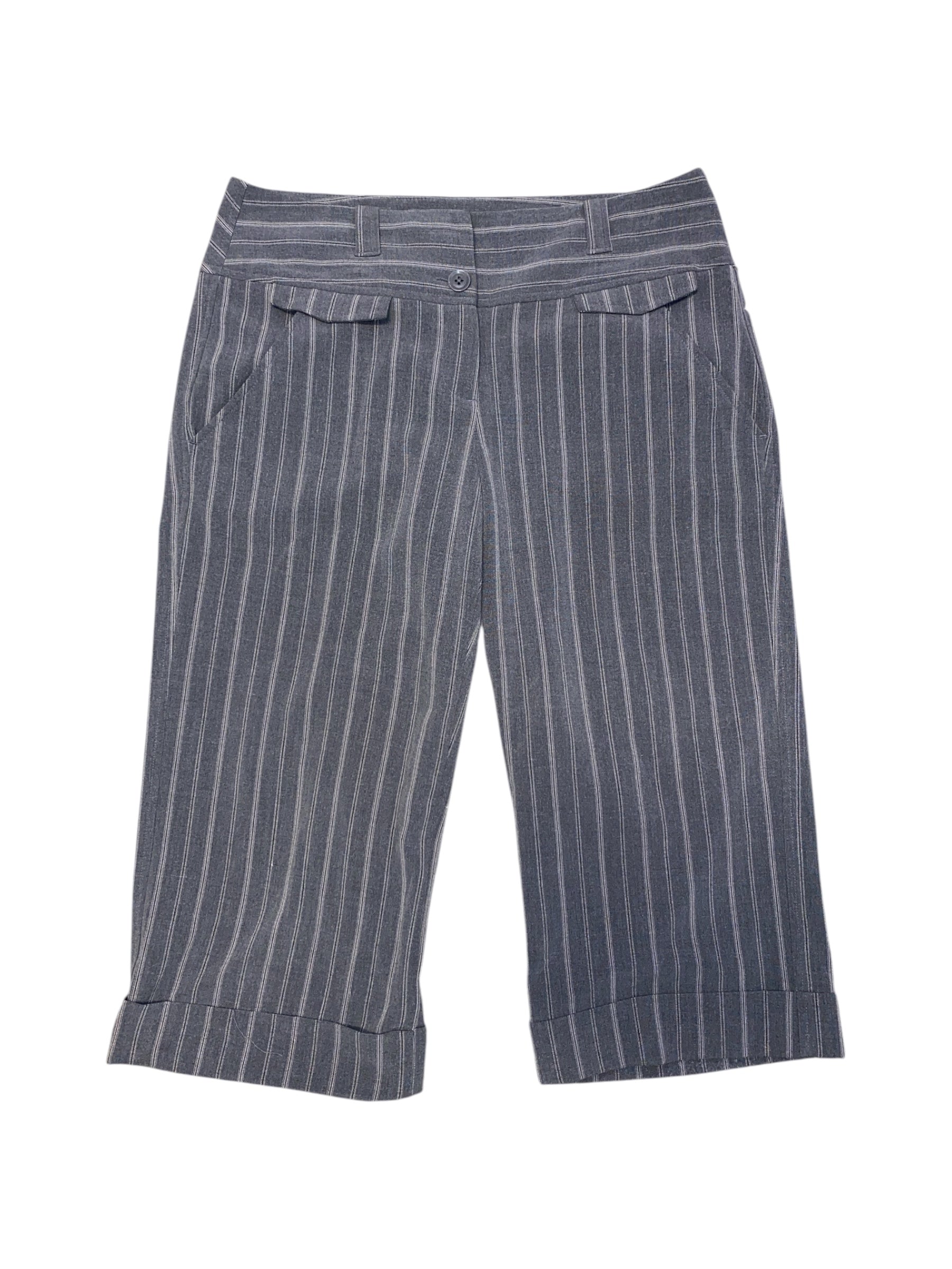 Gray Essentials Pinstripe capris, 4