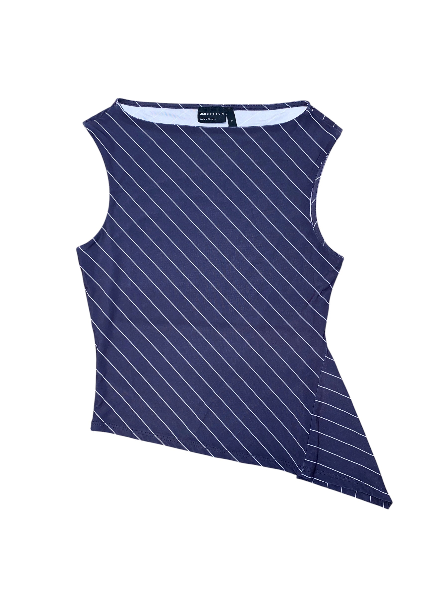 Blue ASOS Striped asymmetrical tank, S
