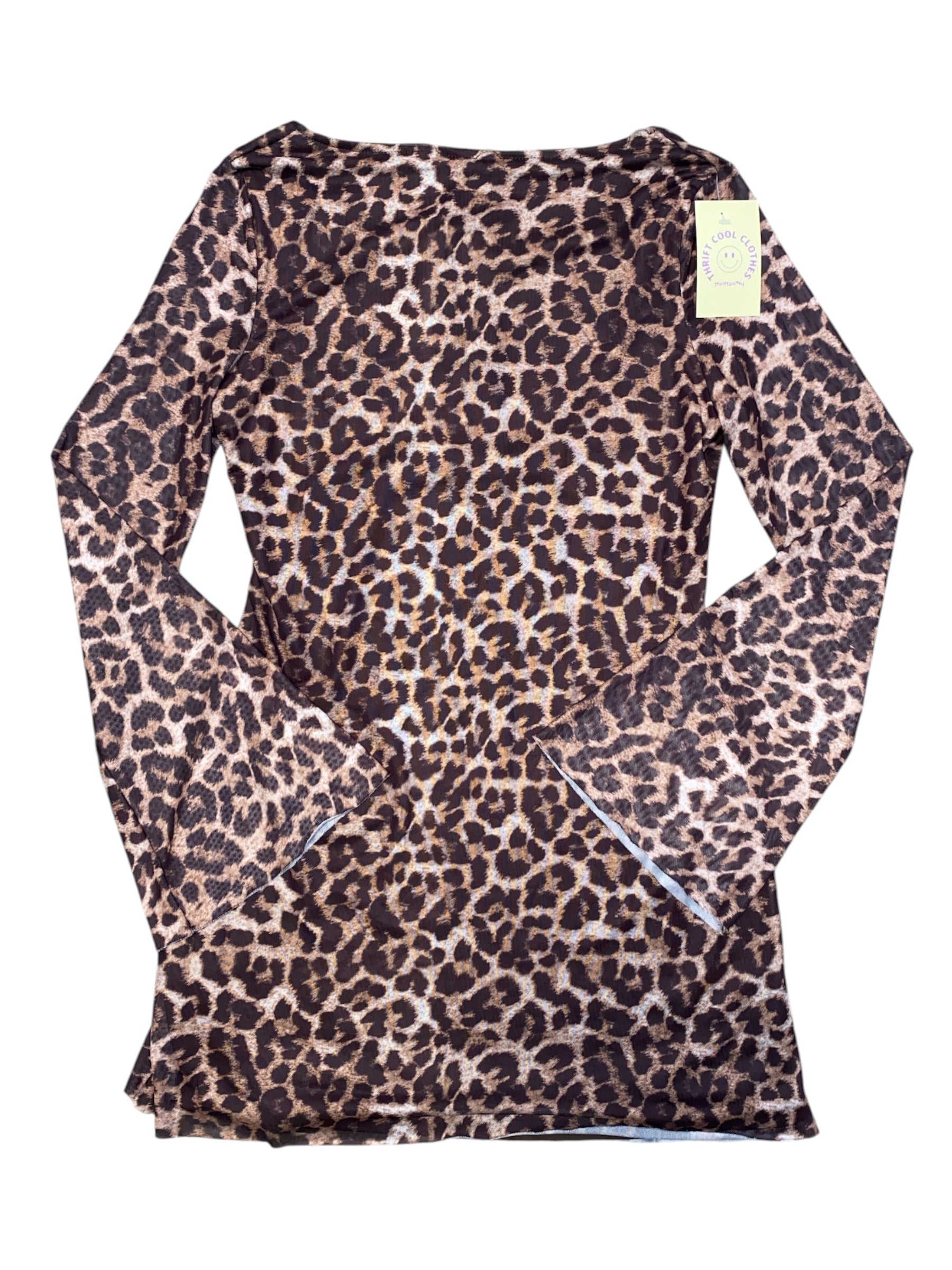 brown  cheetah ls mini dress, L