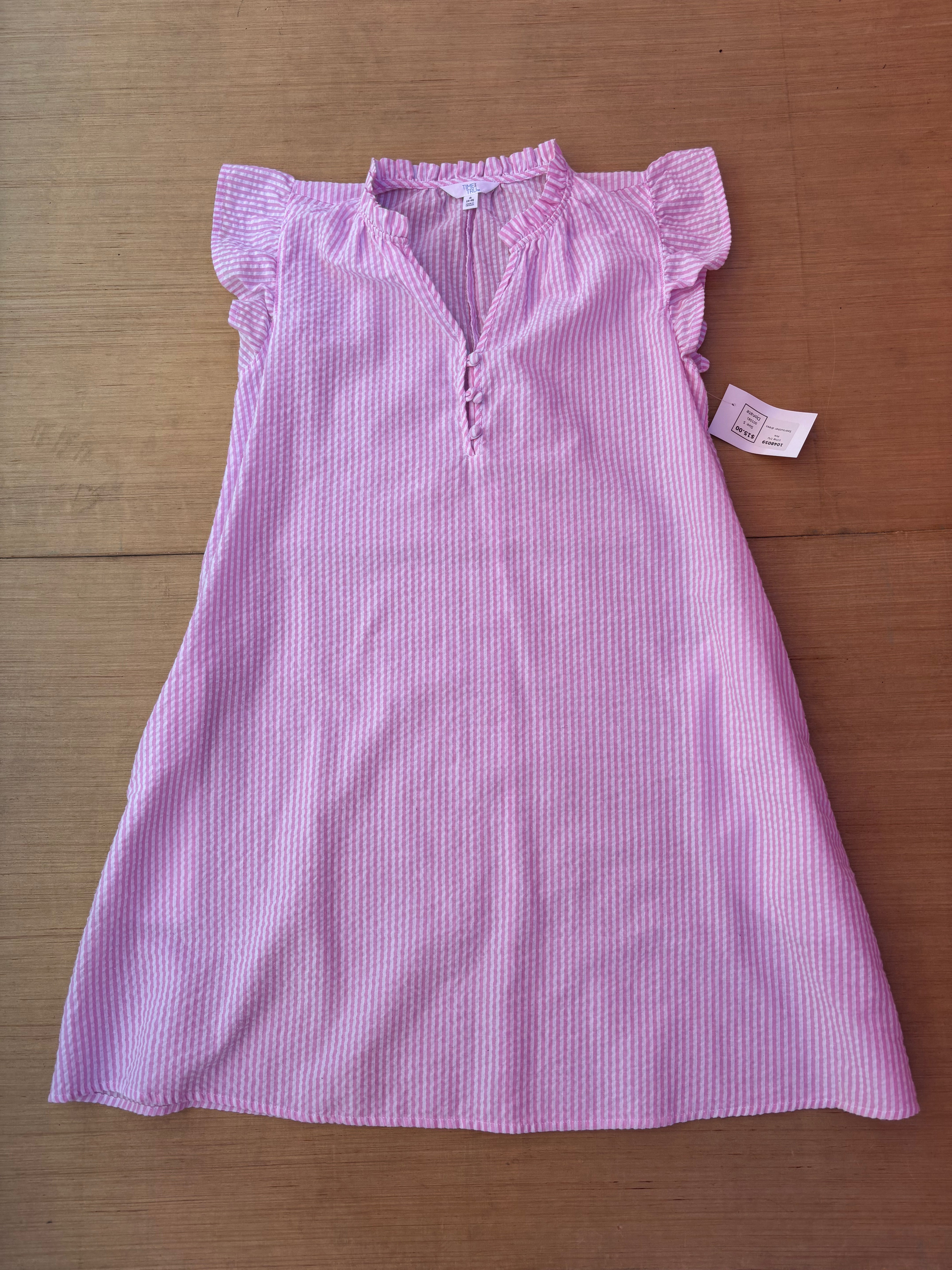 Pink time tru Seersucker dress, S