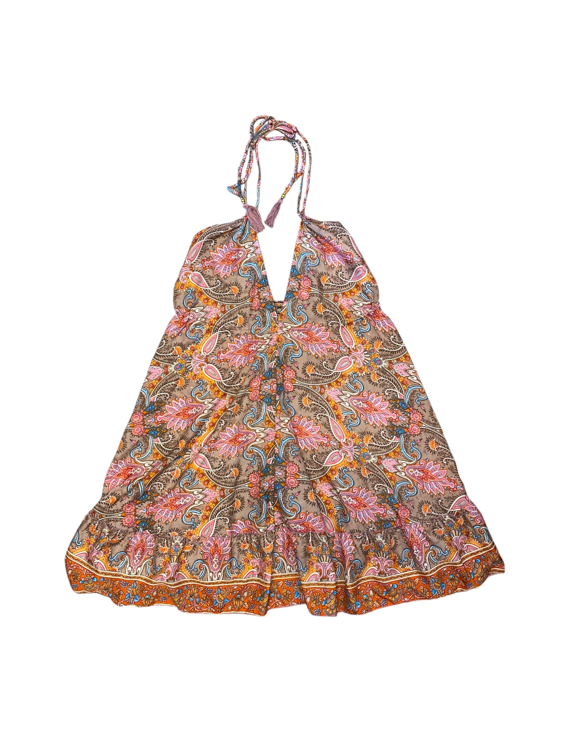 multi paisley halter dress, m
