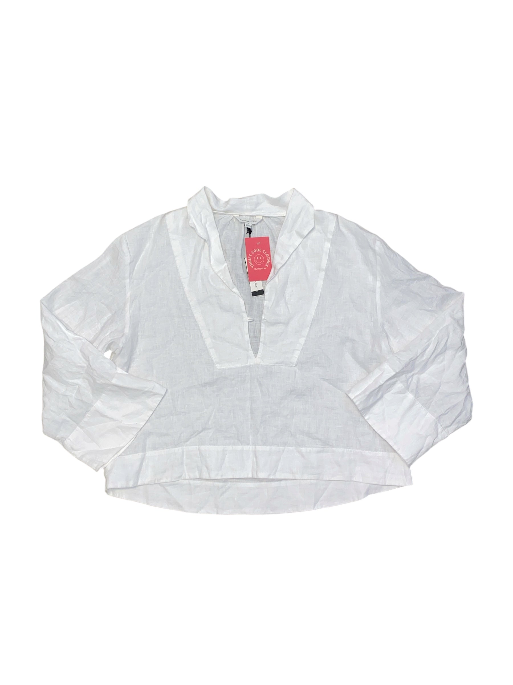 White banana republic Linen ls top, L
