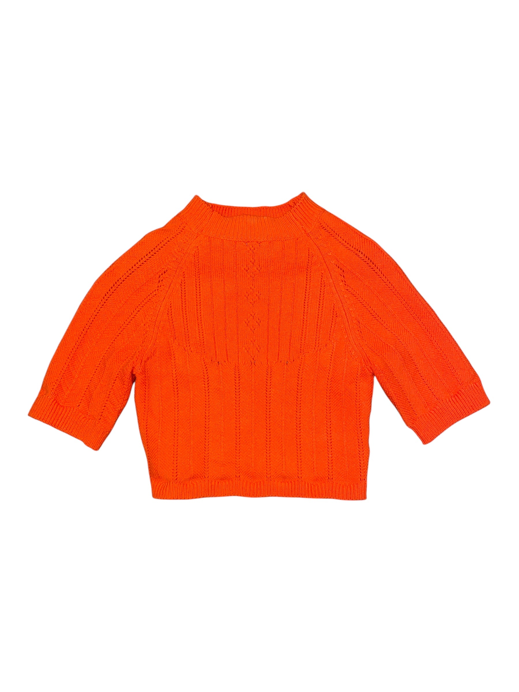 orange Free People Cropped knit sweater tee, S
