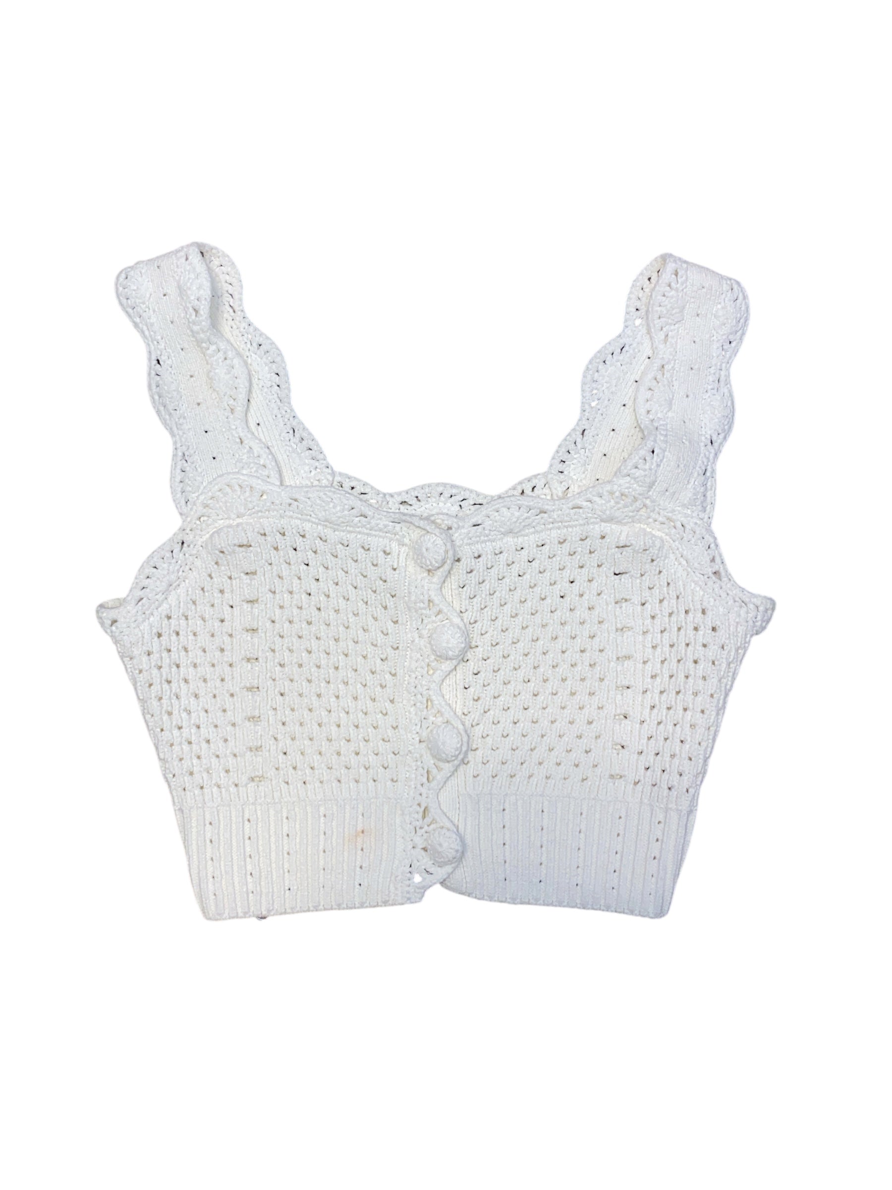 white english factory knit button down tank, m