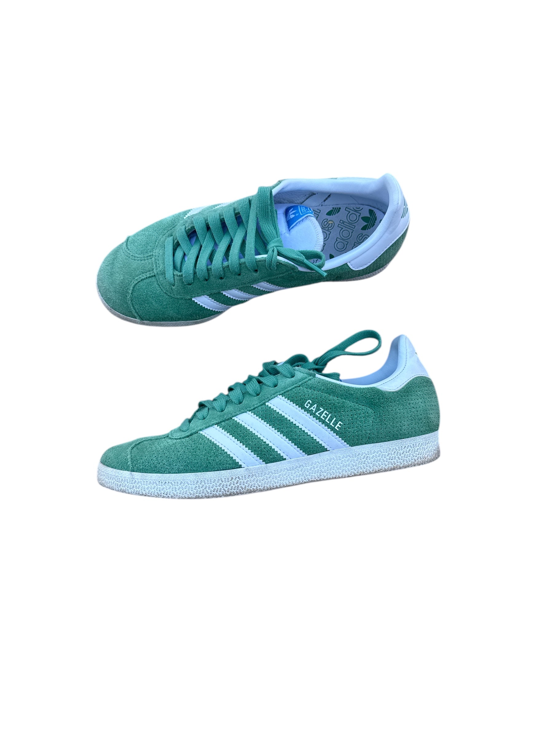 Green Adidas Gazelles, 6 women's
