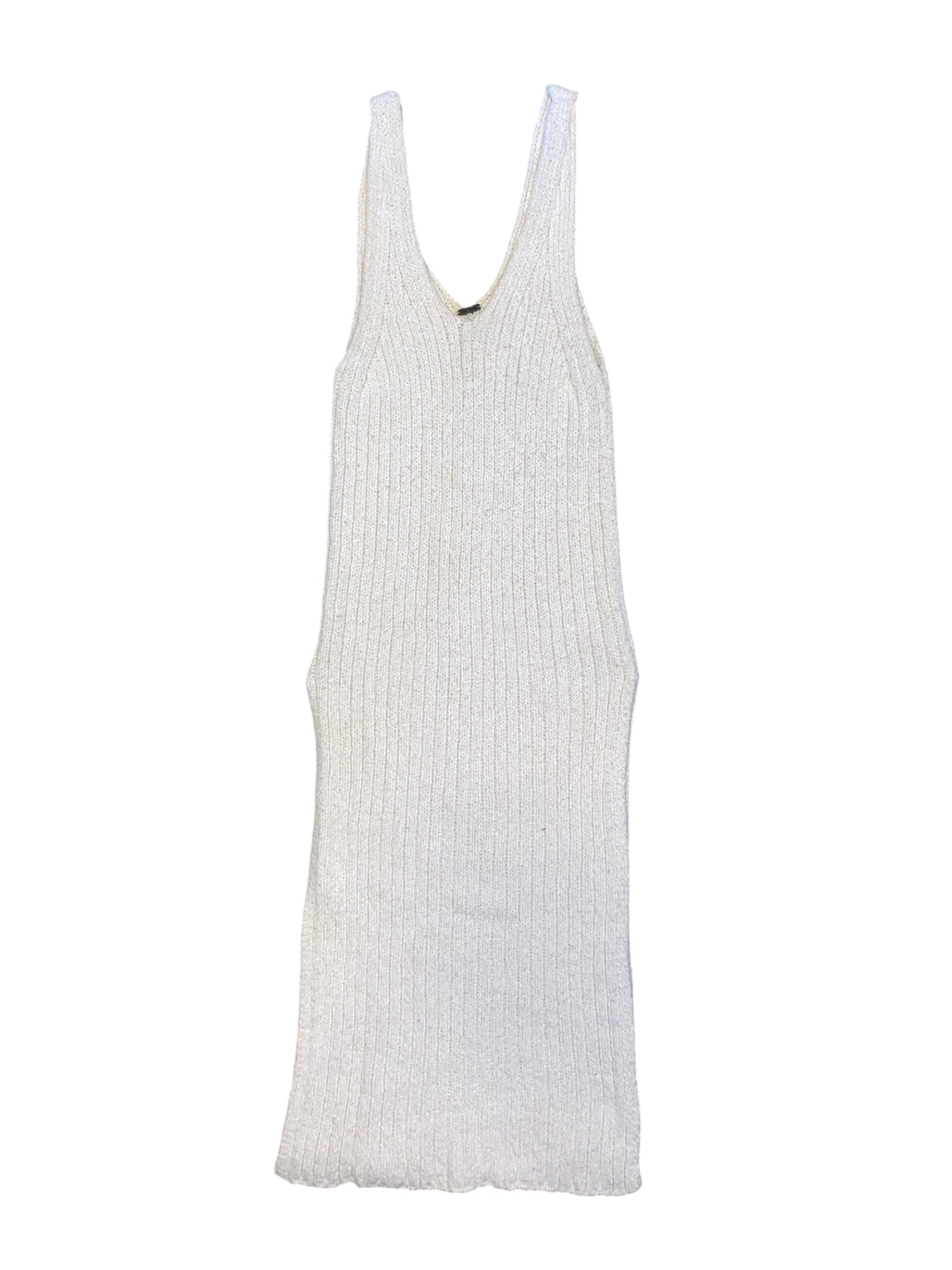 cream free people knit ribbed tank long dress, xs