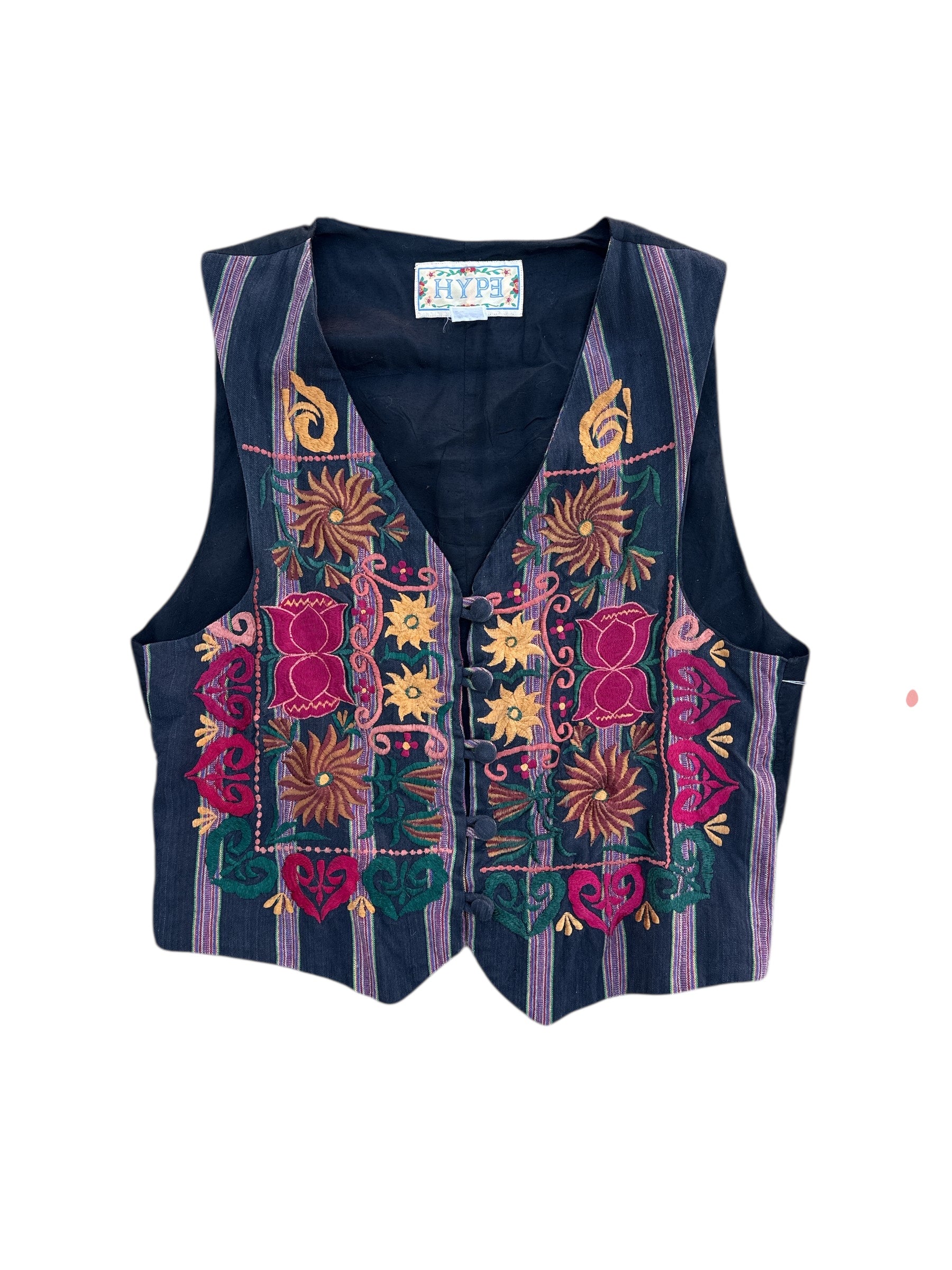 Black red Hype Floral embroider vest