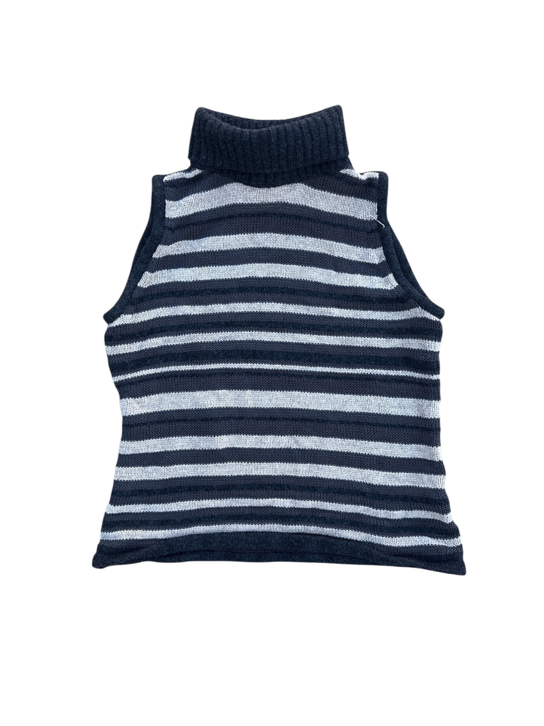 Brown black Dana Striped turtleneck sleeveless top, S