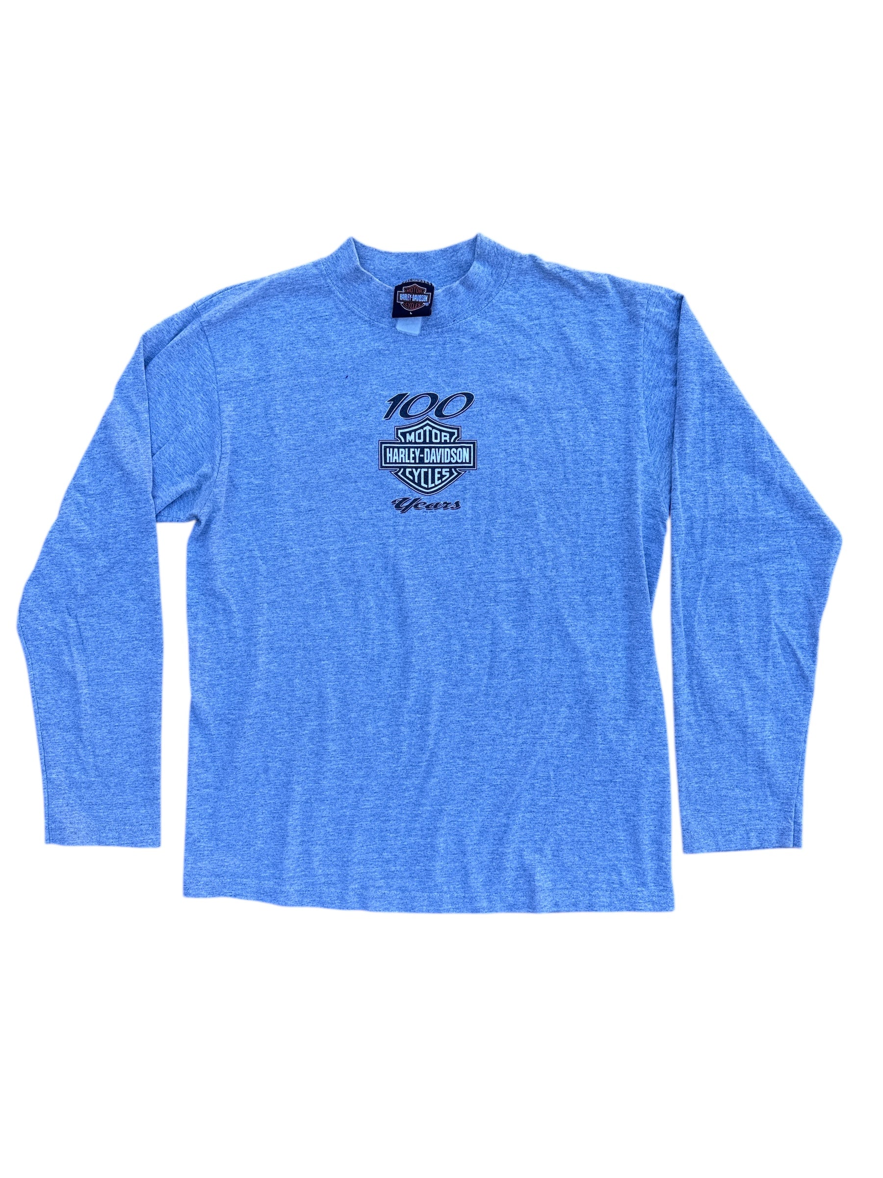gray harley davidson 100 years ls tee, l