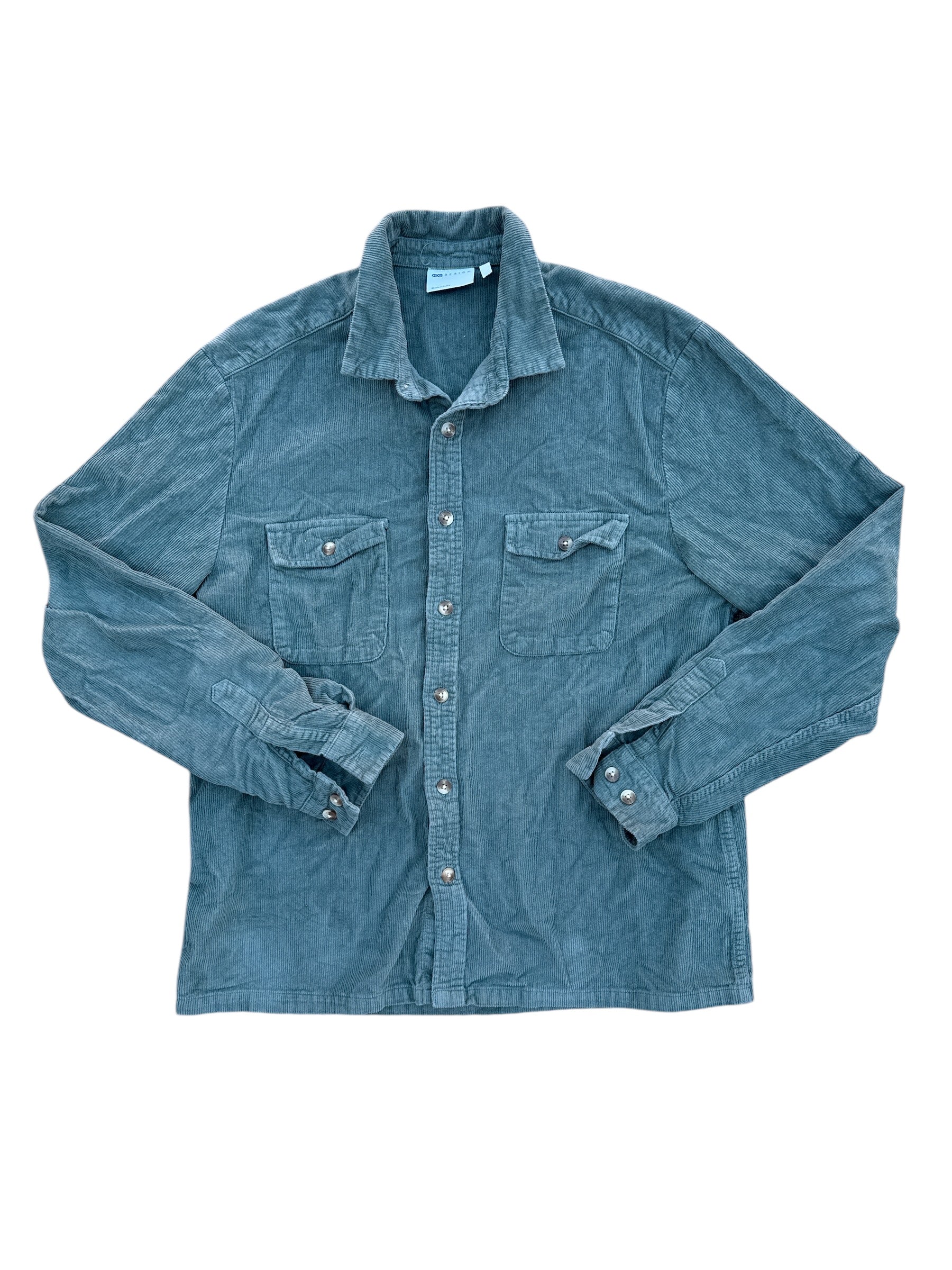 green asos cord button down, L