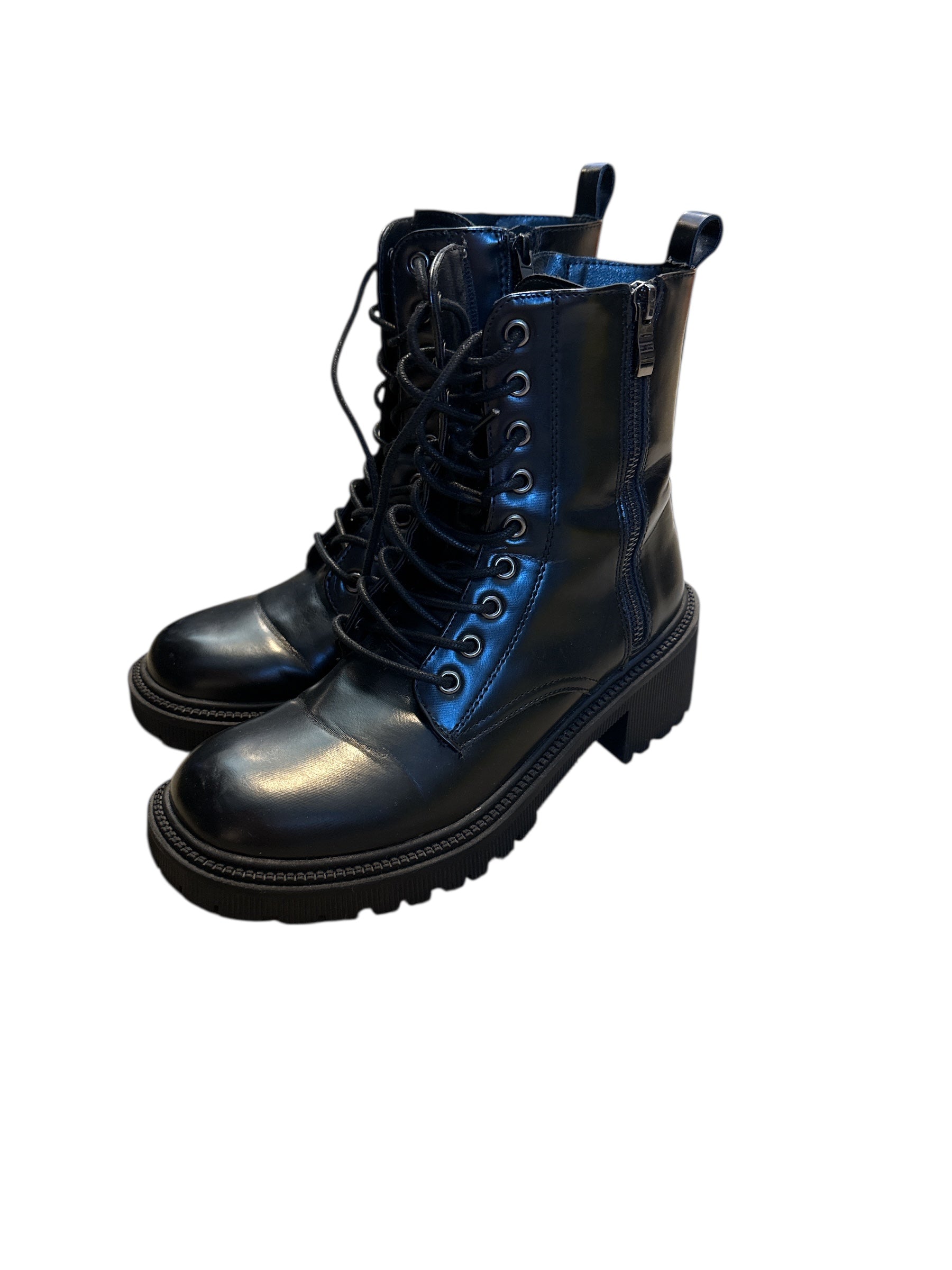 black steve madden combat boots, 7 women’s