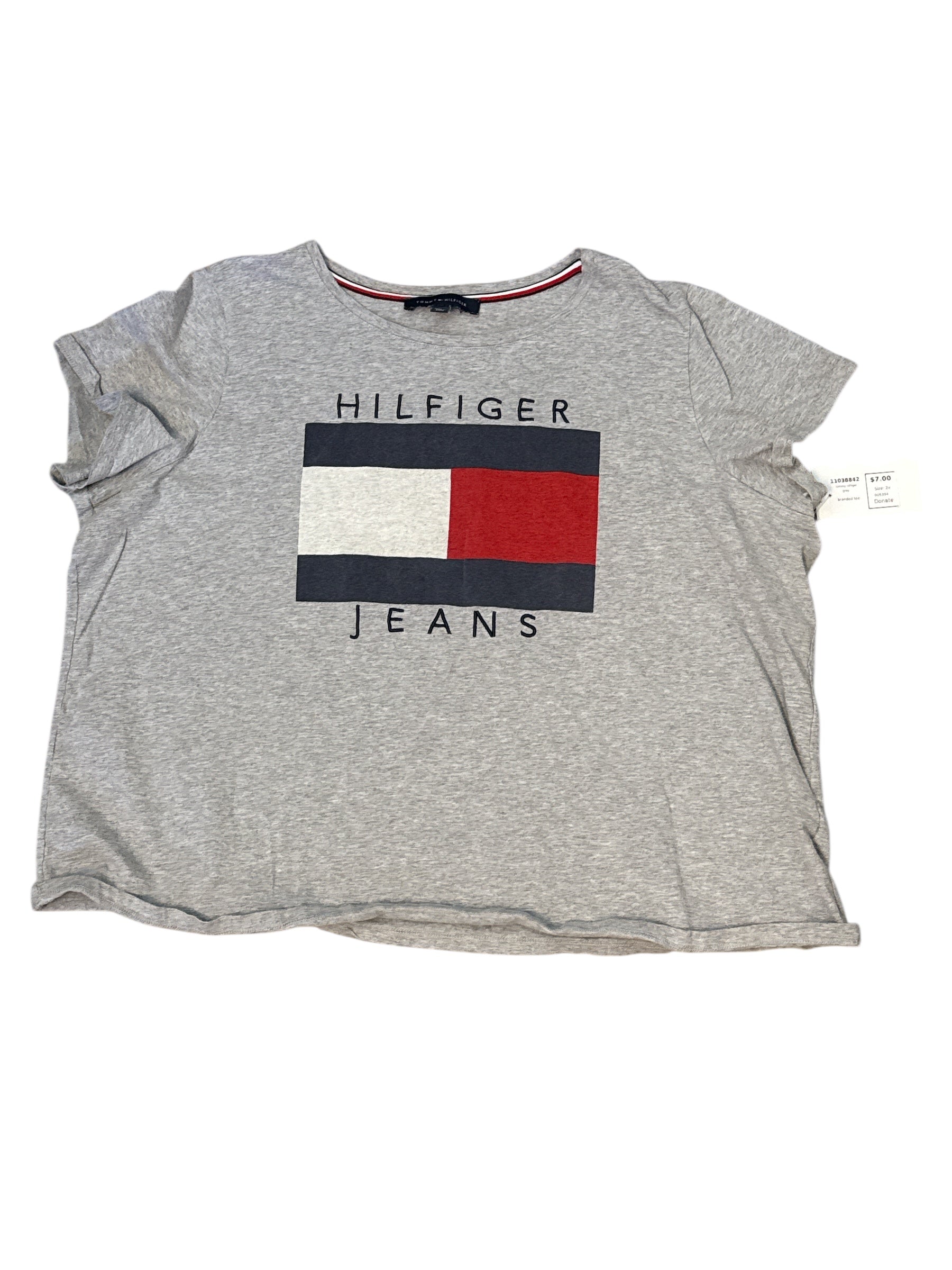 gray tommy hilfiger branded tee, 2x