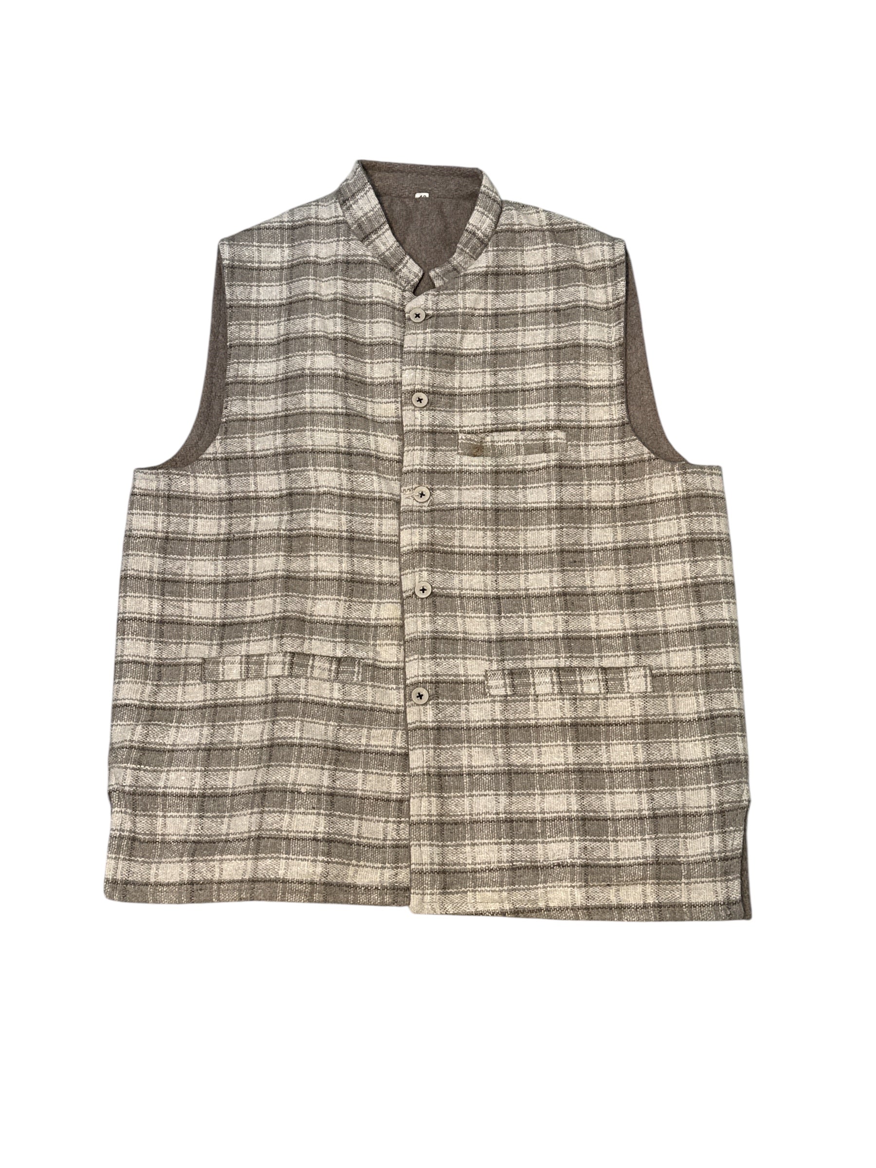 tan  wool plaid vest
