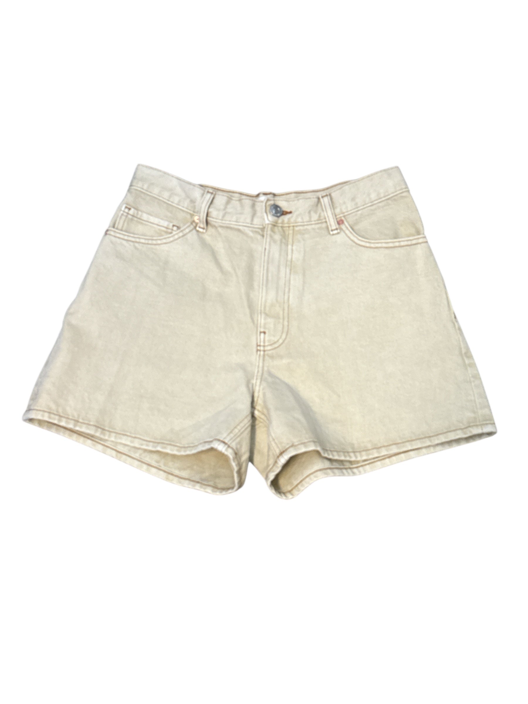 beige tan mng stitched shorts, m