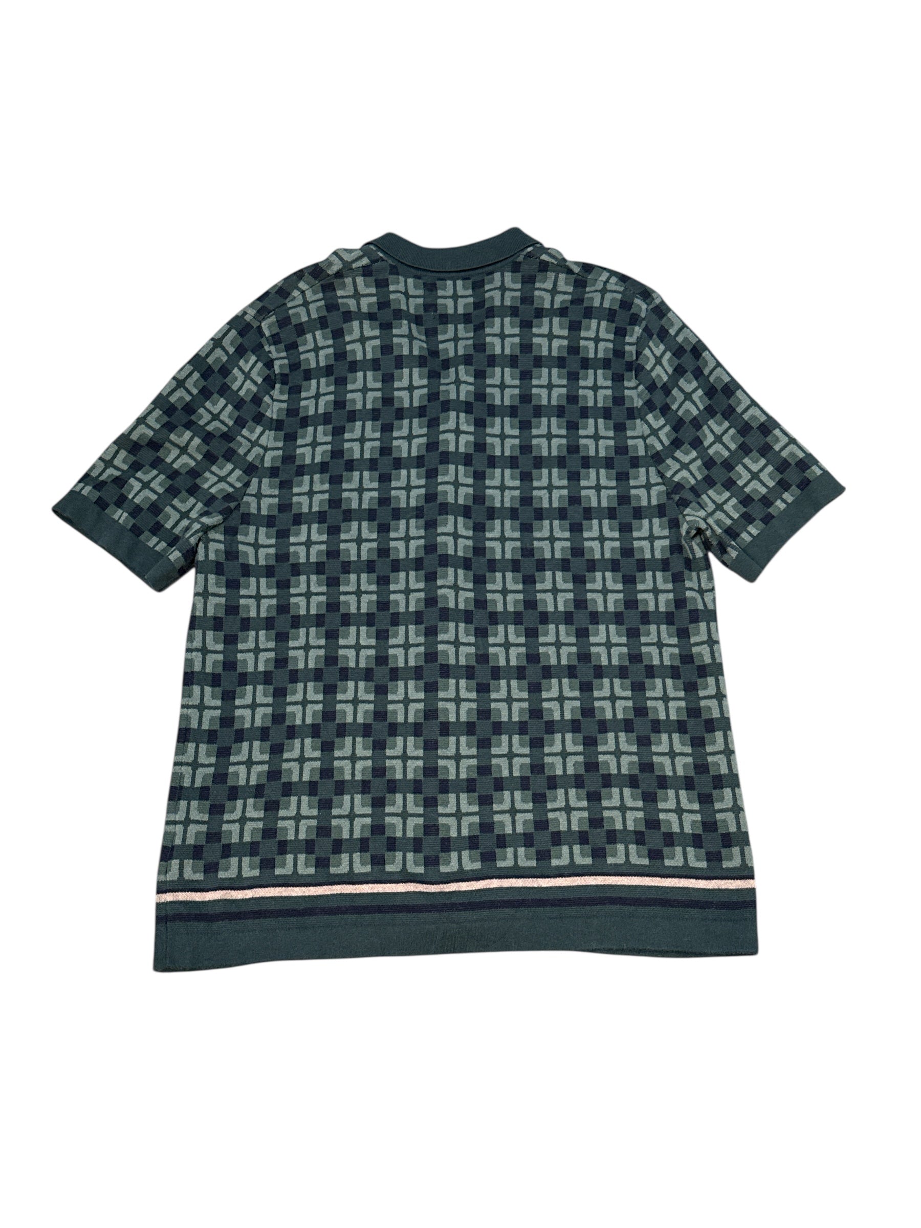 Green blue Abercrombie Square geo button down, XL