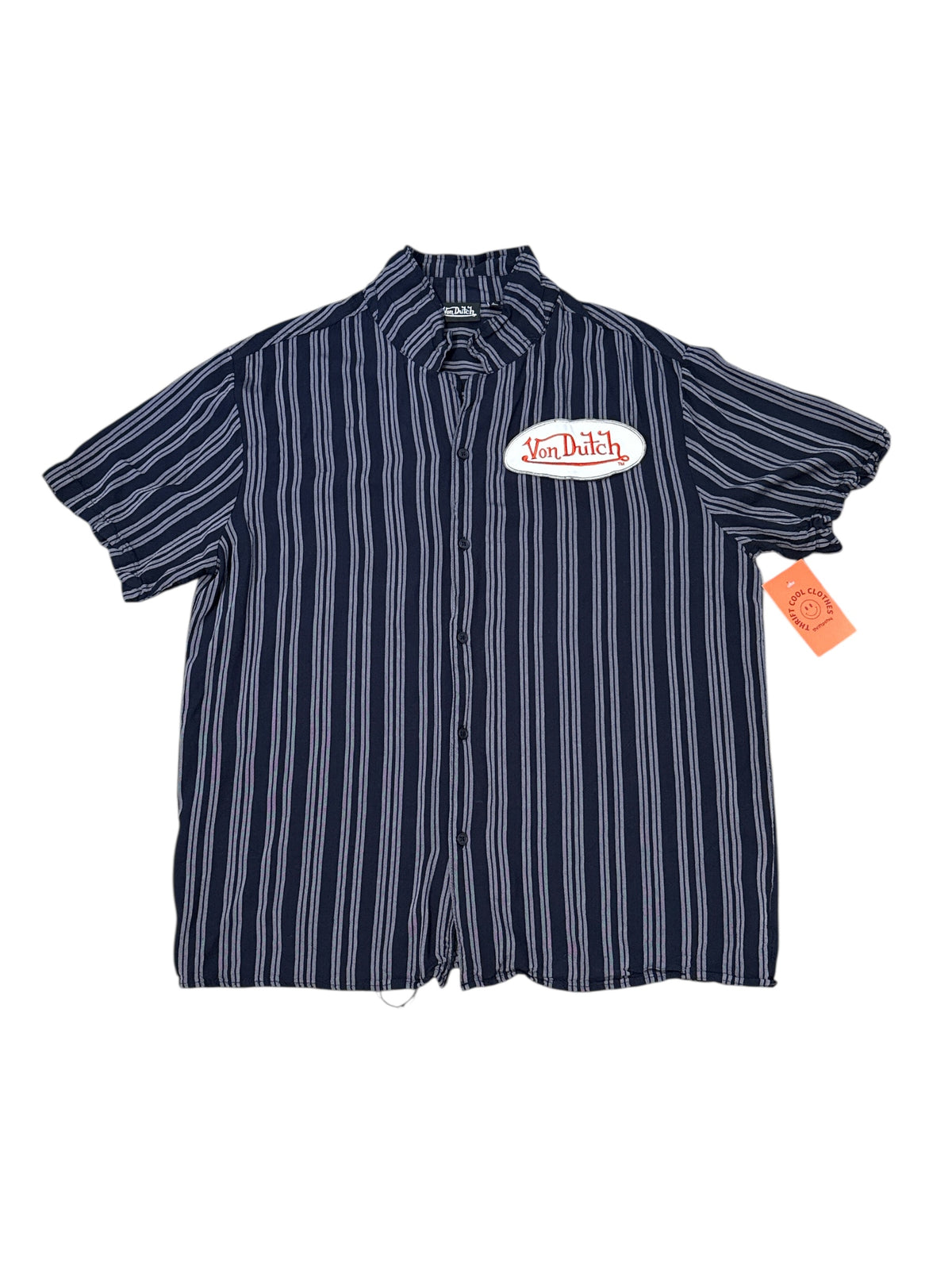 Navy Von dutch Striped button down, L