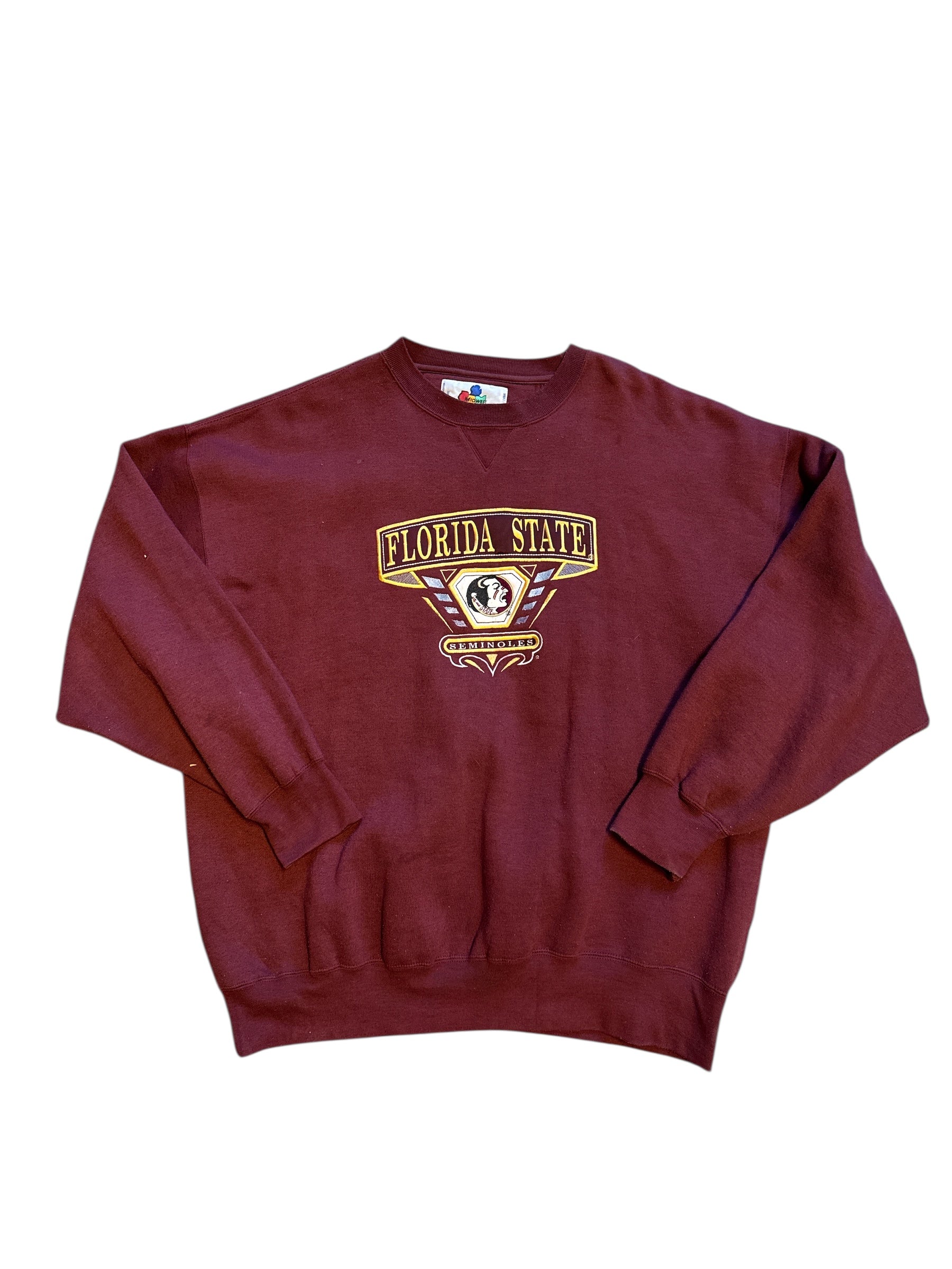 maroon gold Midwest embroidery florida state crewneck, 2x