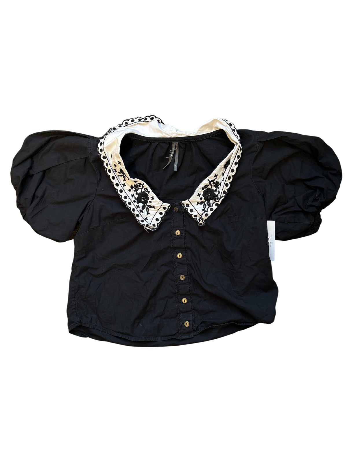 black white anthroplogie fun collar top, xs