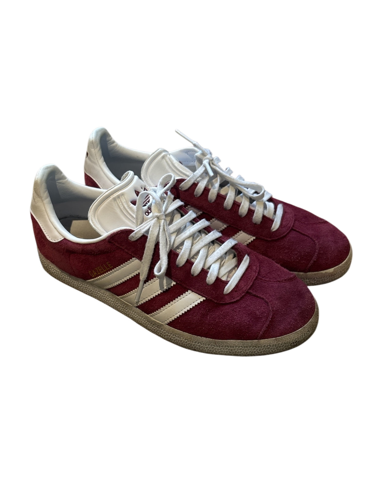 burgundy adidas gazelles, 7.5