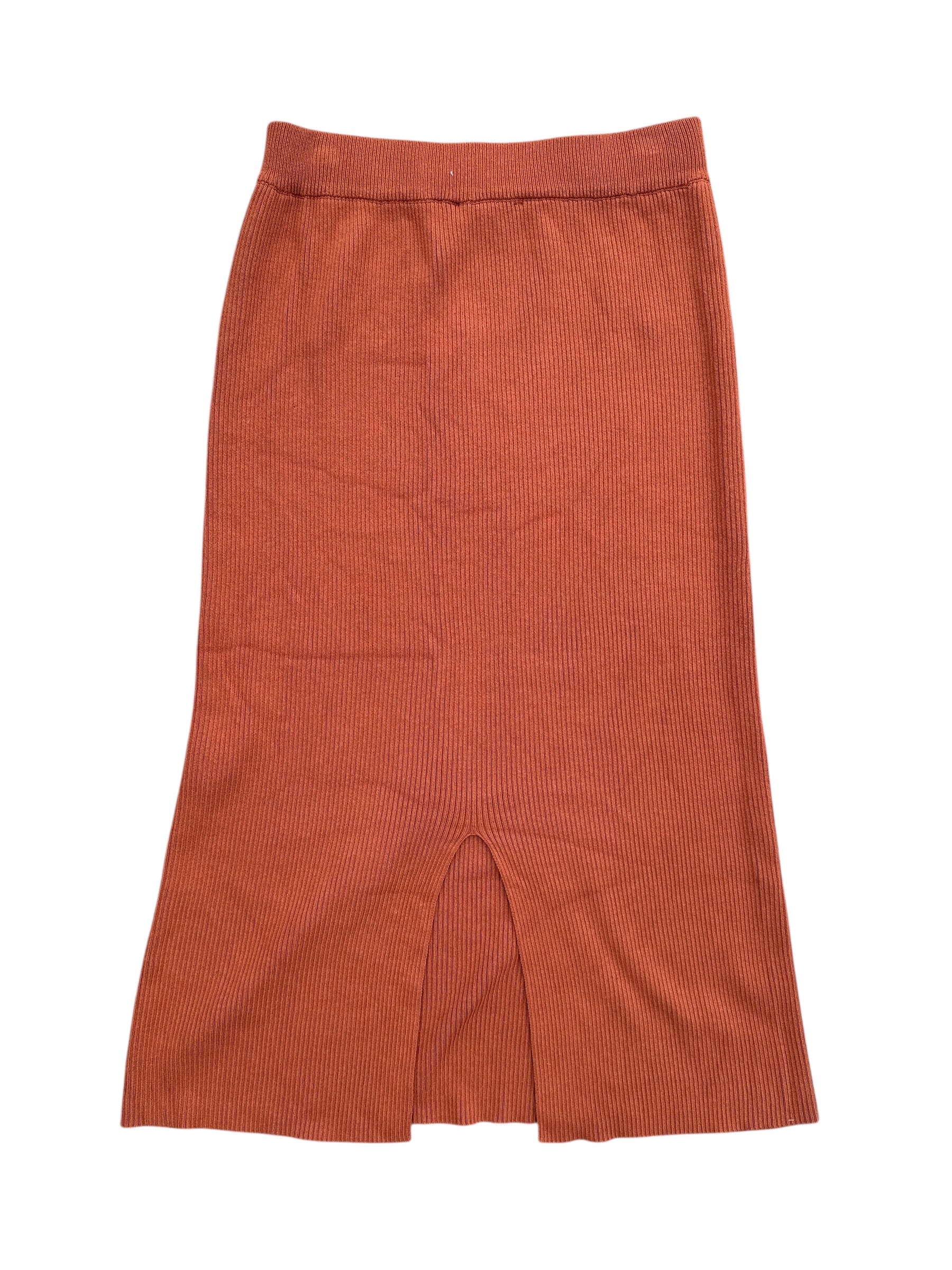orange lulus ribbed midi skirt, L