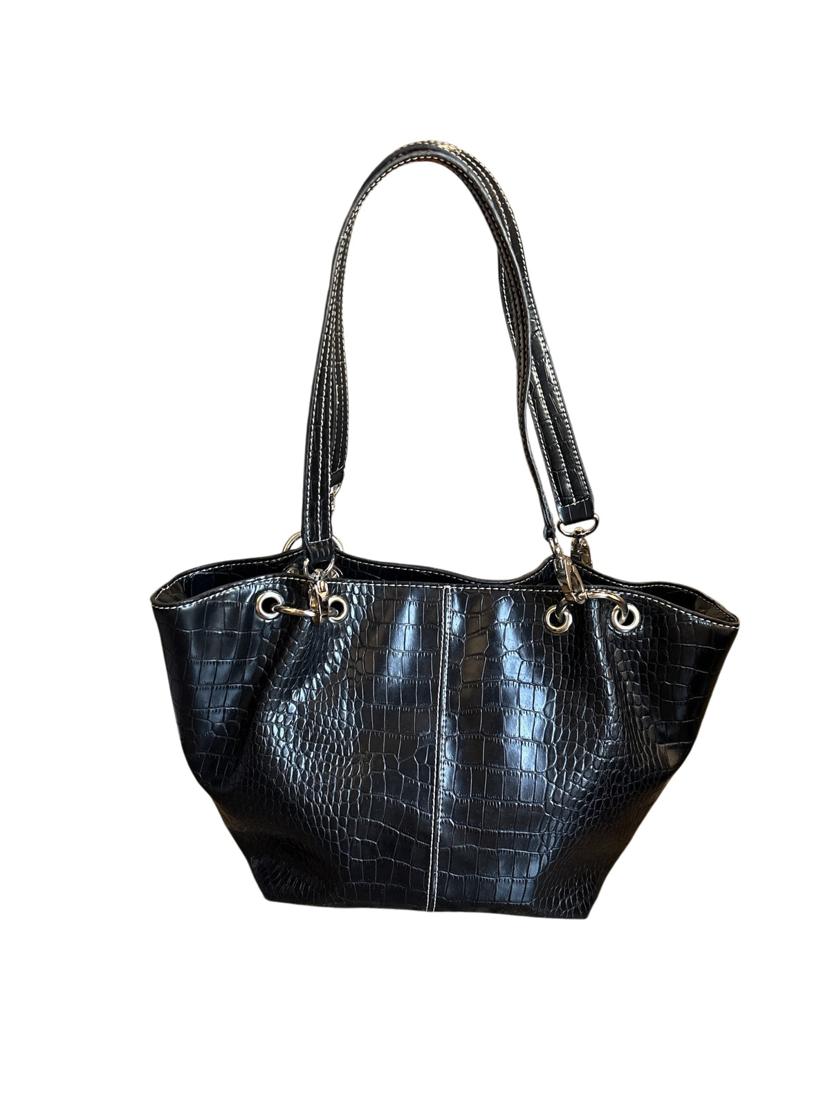 Black silver Nine west Croc handbag