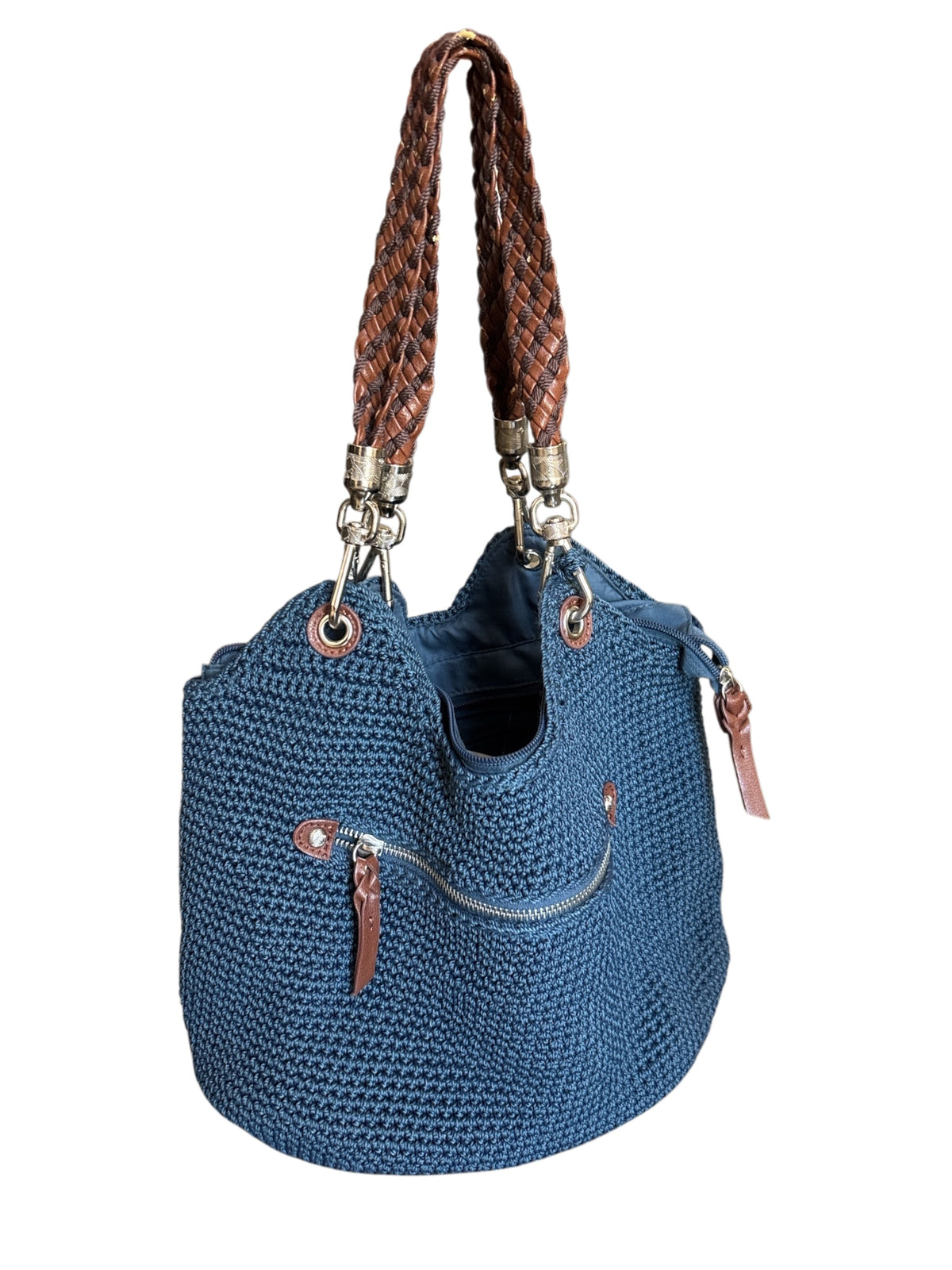 navy brown the sak knit braided strap purse