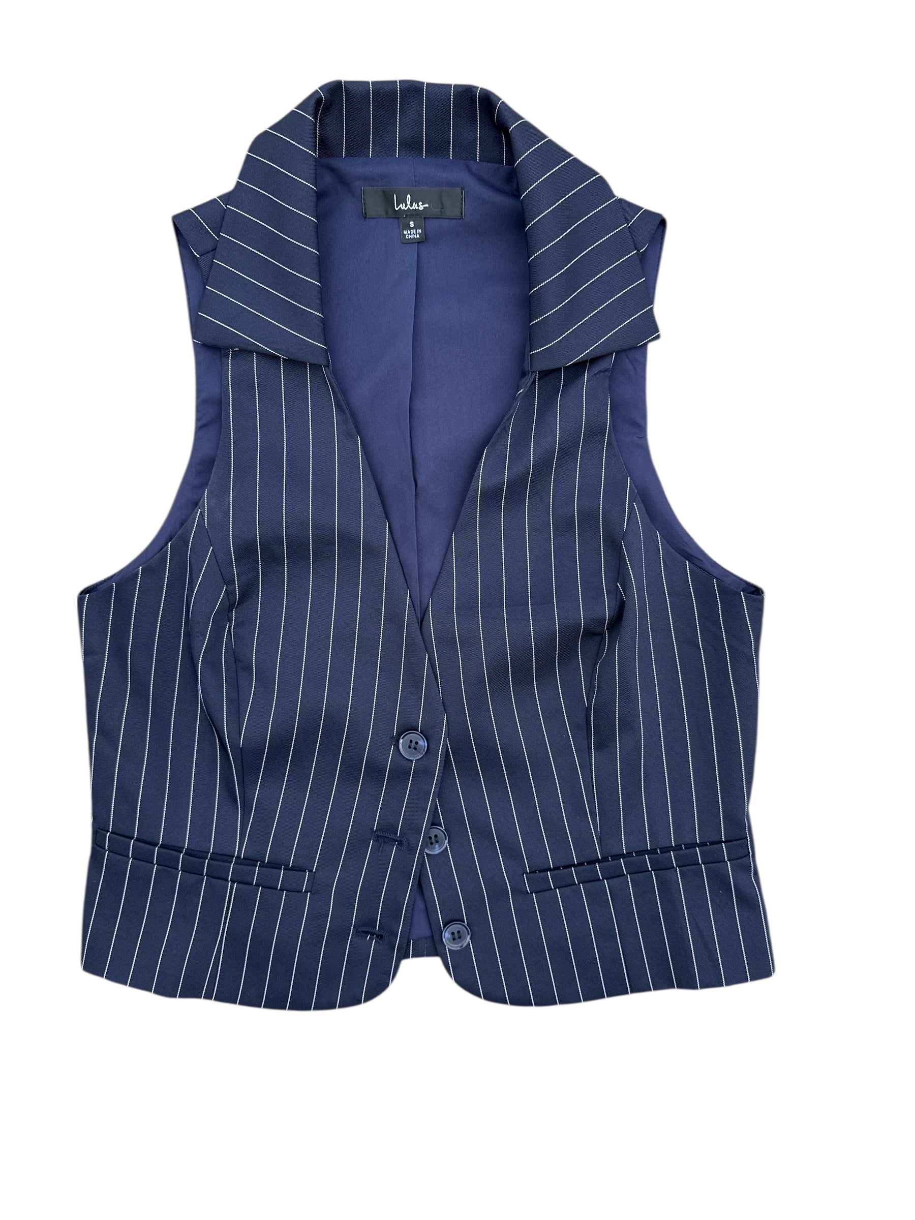 navy lulu stripe crop vest, small
