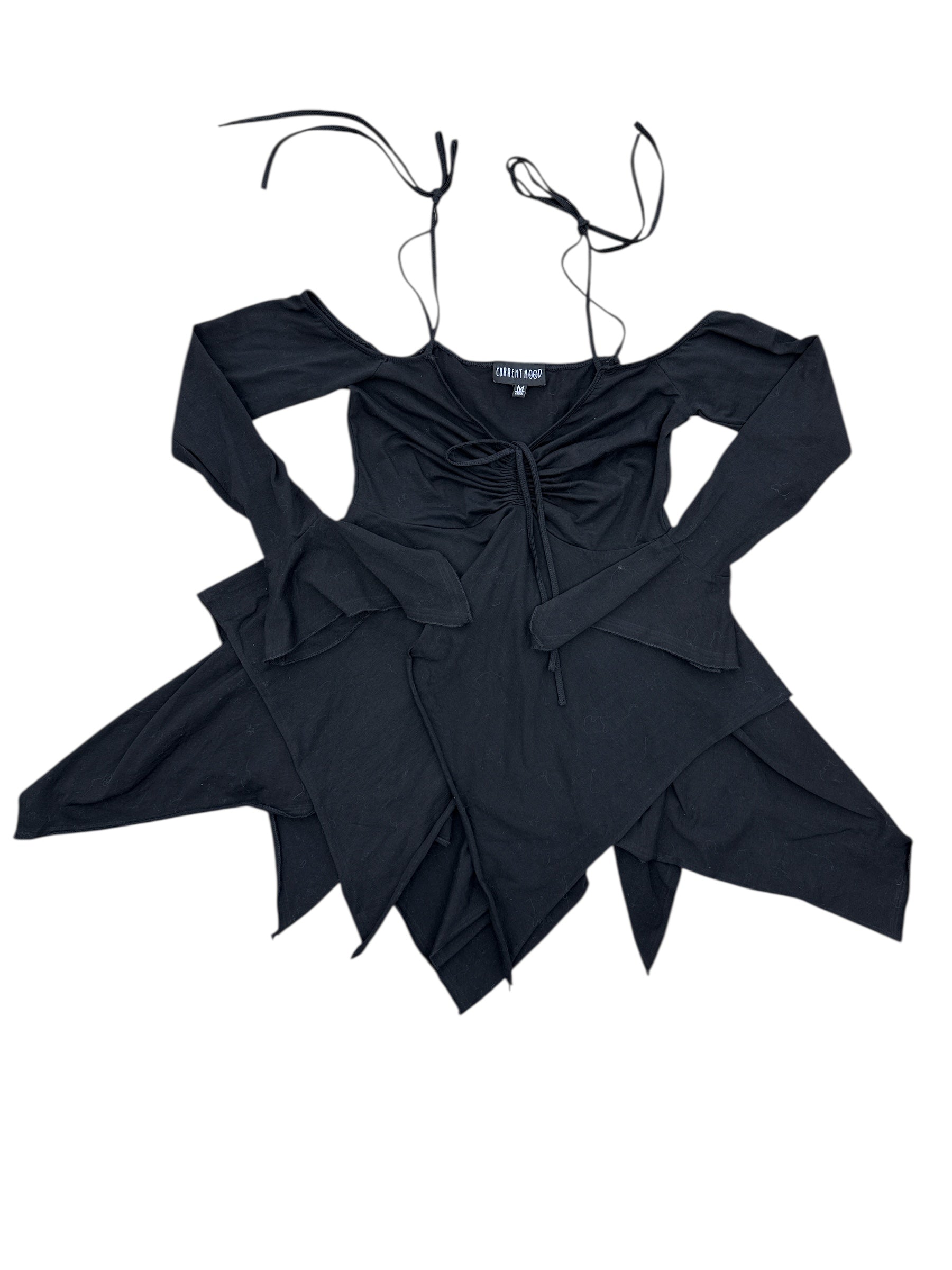 black current mood cold shoulder asymmetrical dress, m